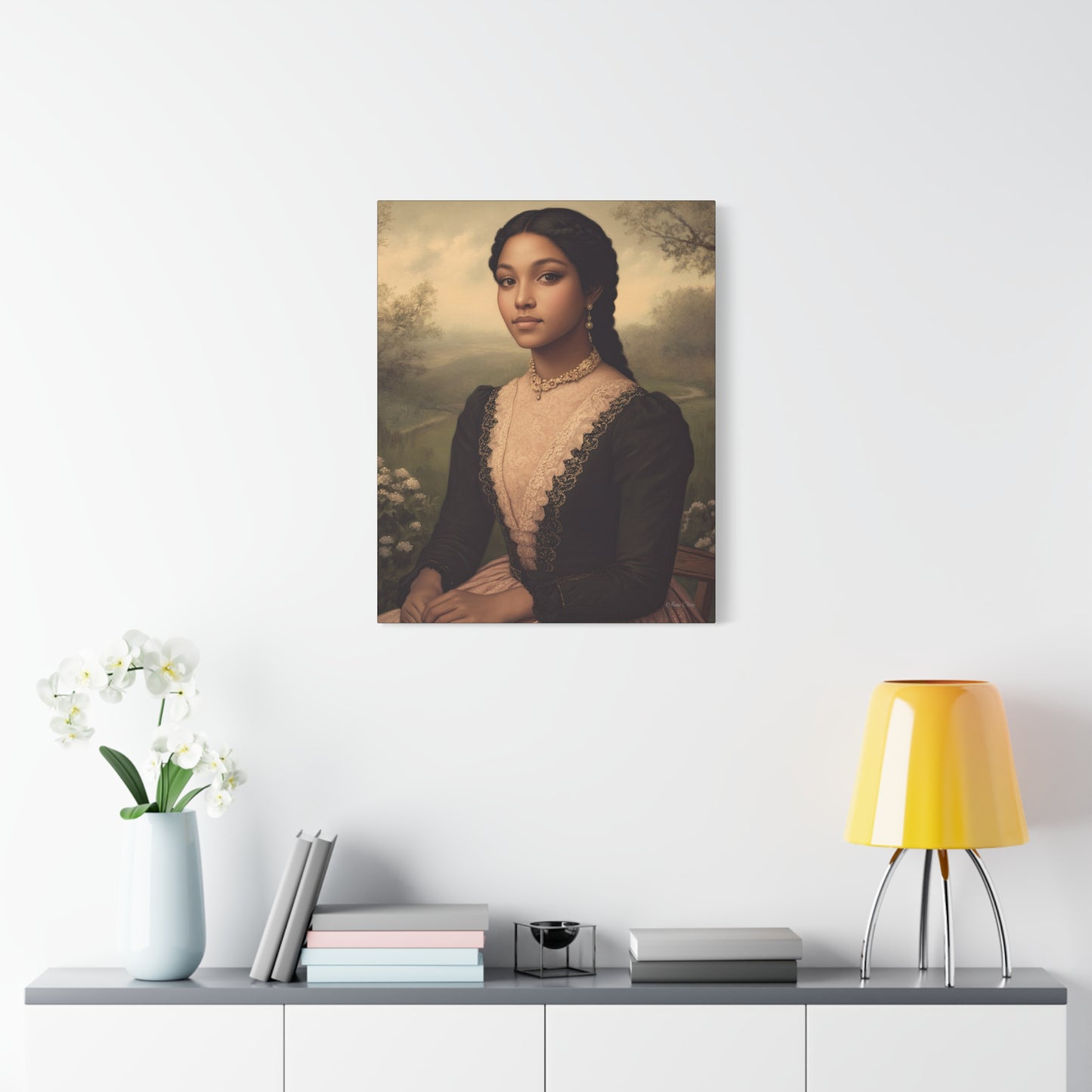 Elegant Stretched Canvas Print of Portrait Art, Vintage Home Decor, Wall Art for Living Room, Gift for Art Lovers, Timeless Design