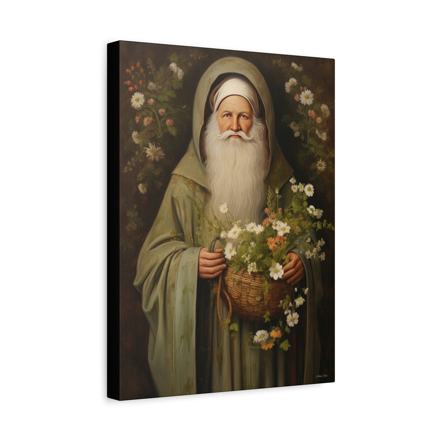Floral Santa Matte Canvas, Stretched, 1.25"
