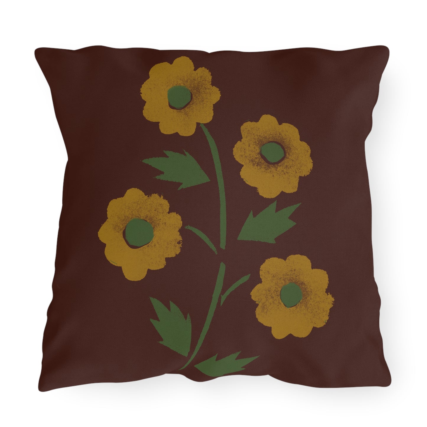 Stencil Flower on Country Red Outdoor Pillows
