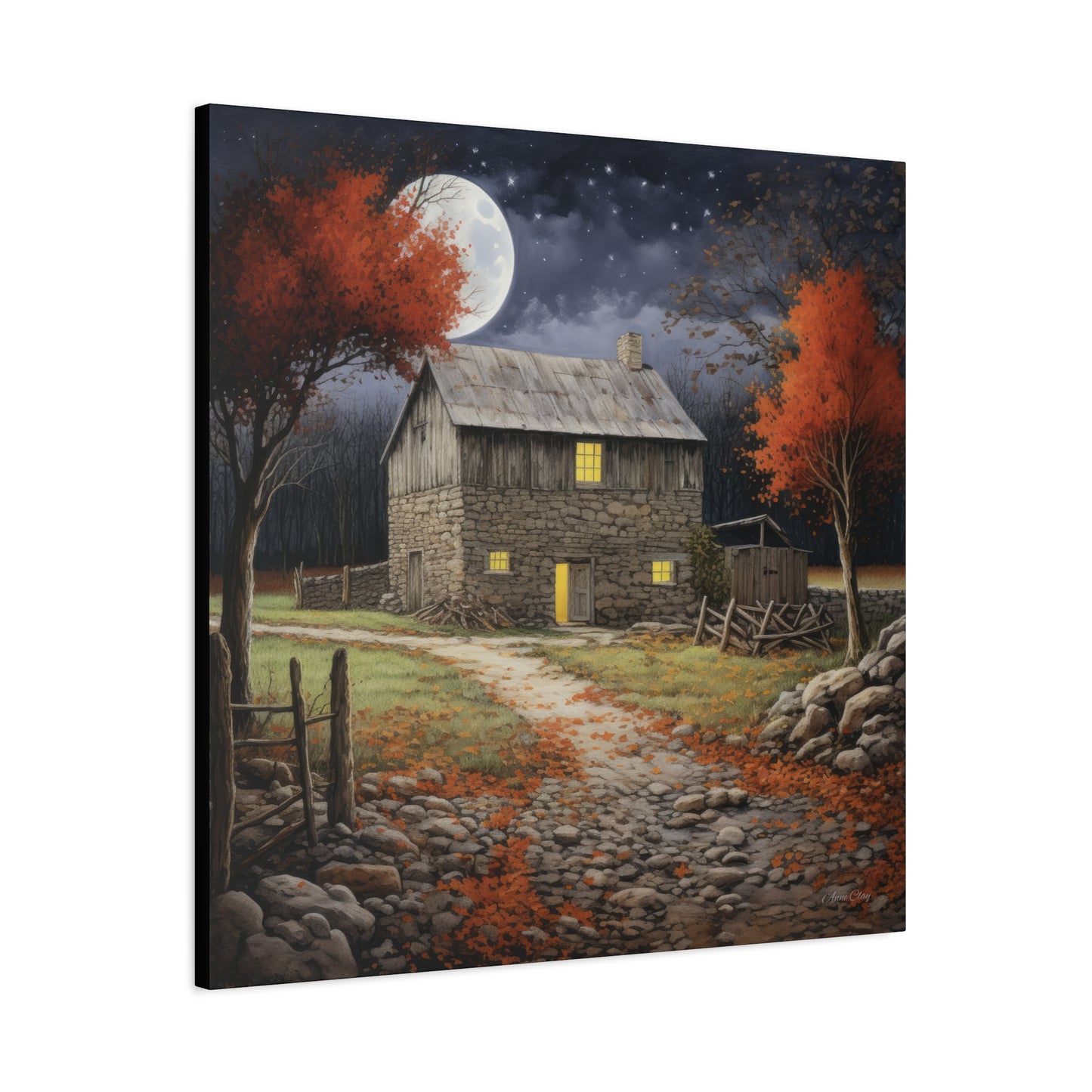 Rustic Cabin Art Print, Home Decor, Autumn Wall Art, Cozy Living Room Decor, Gift for Nature Lovers, Fall Decor