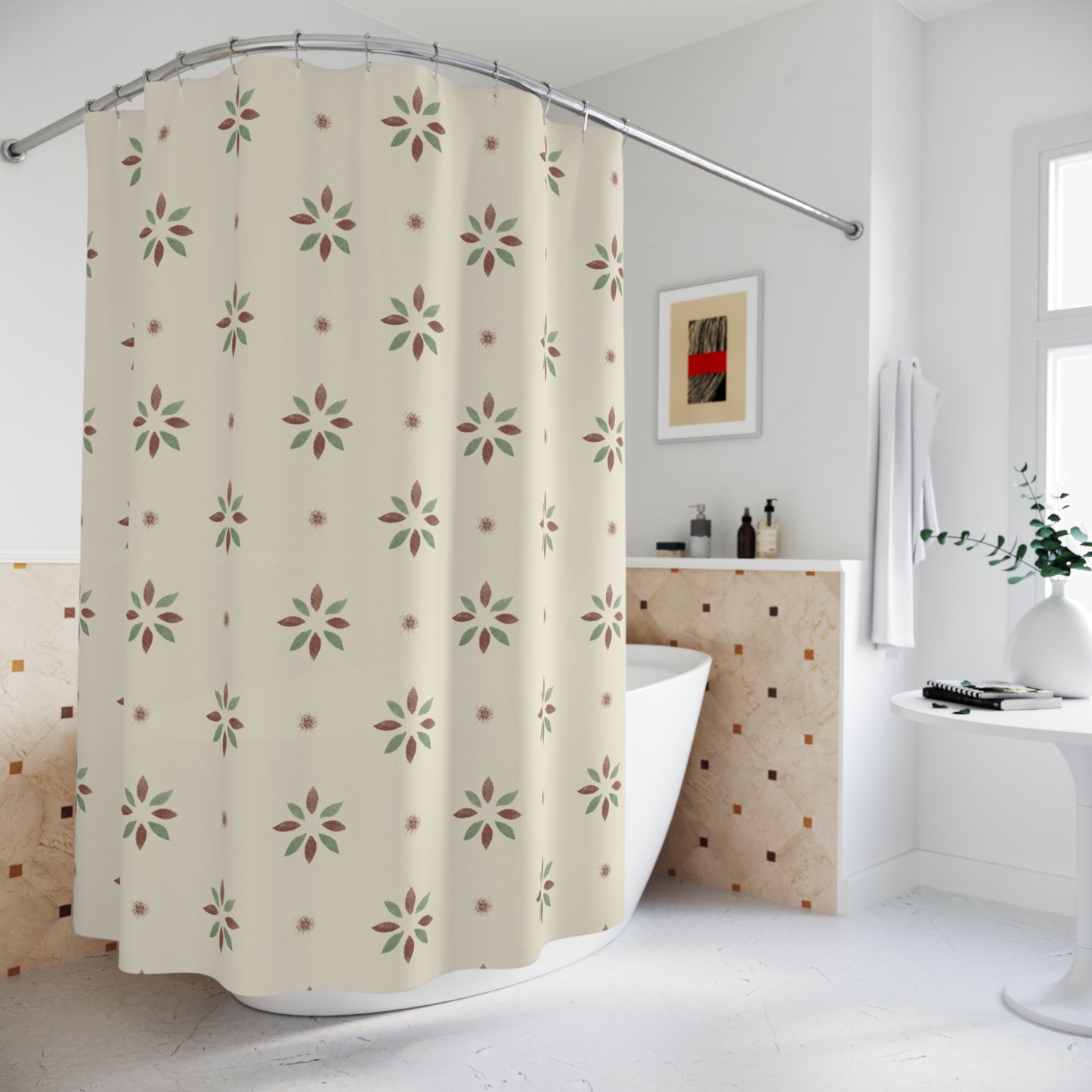 Boho Floral Shower Curtain - Earthy Pattern for Relaxing Bathrooms