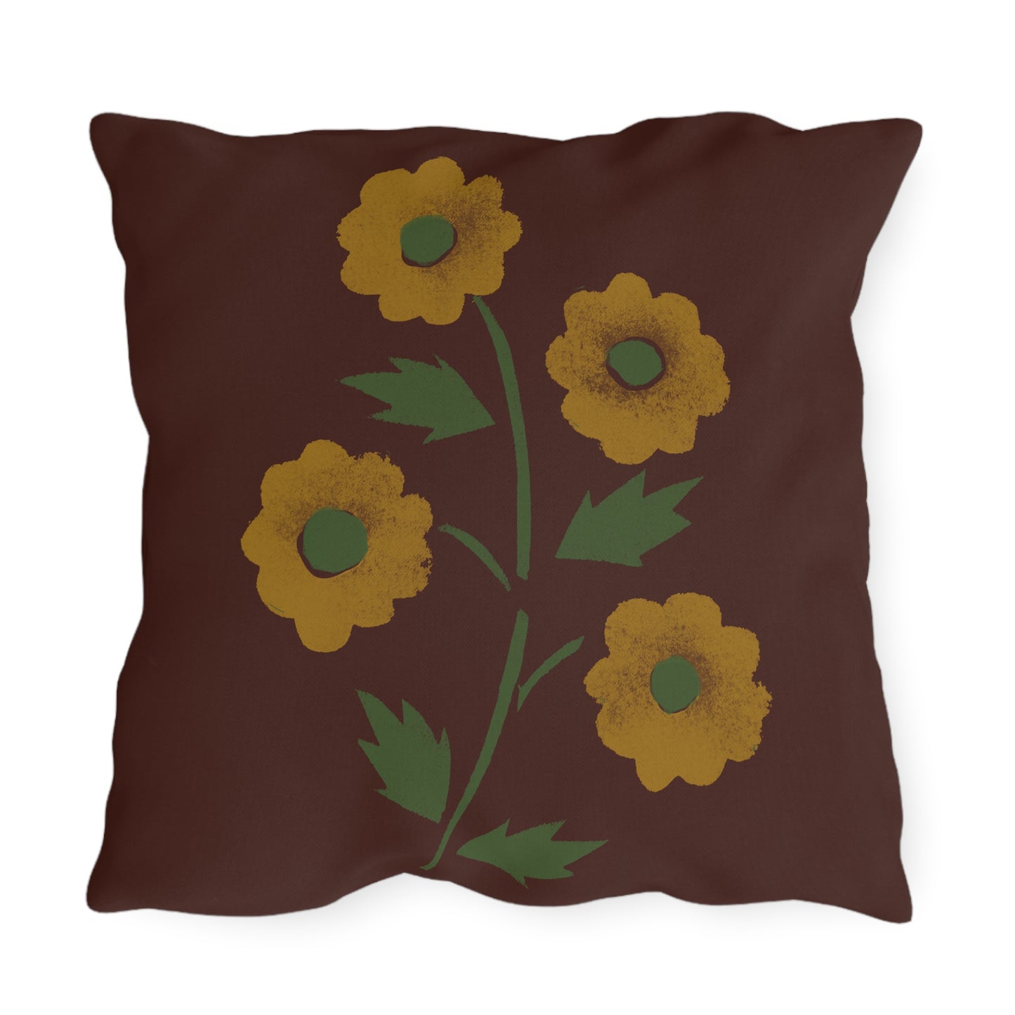 Stencil Flower on Country Red Outdoor Pillows