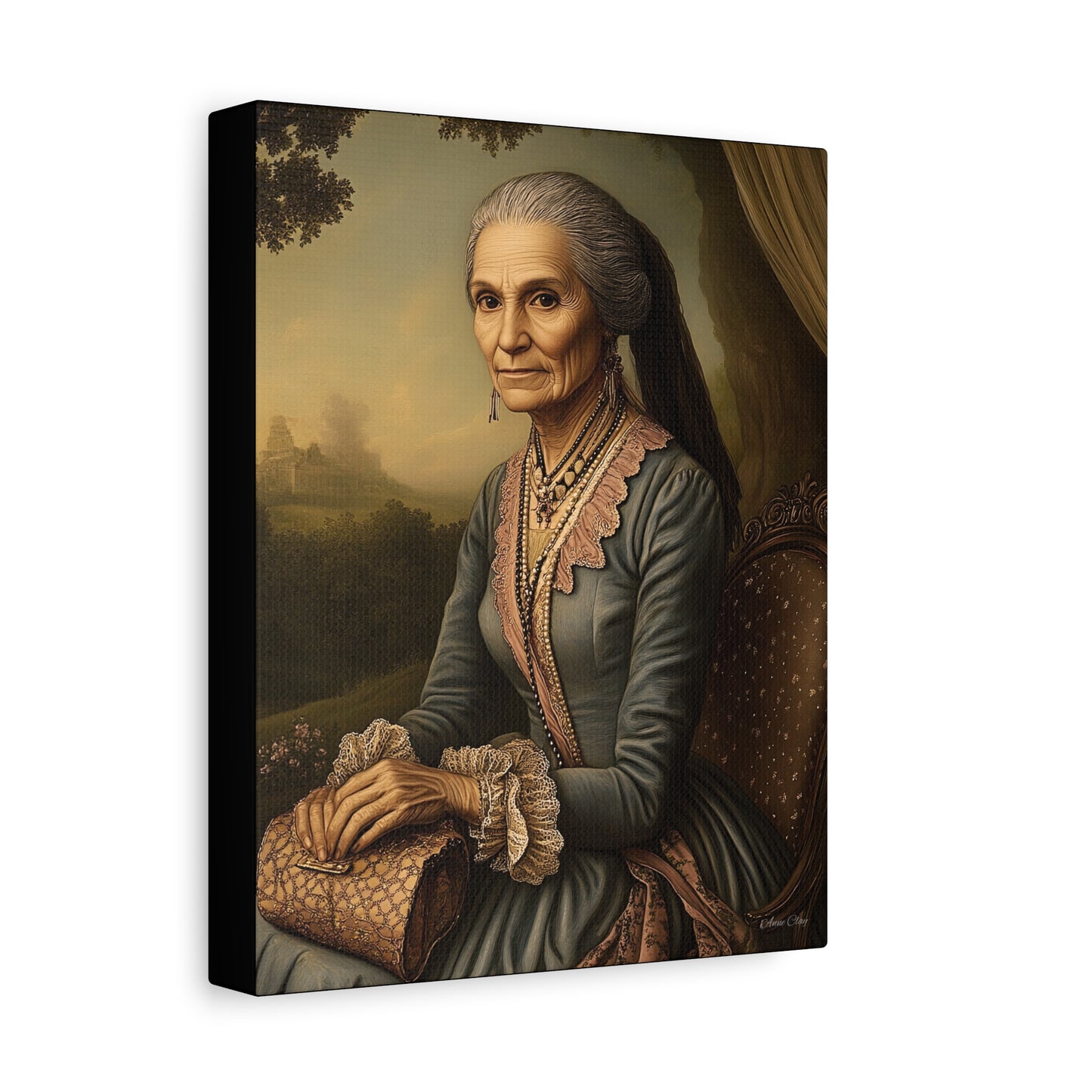 Elegant Vintage Canvas Art Print, Home Decor, Wall Art, Gift for Grandparents, Classic Portrait Decoration