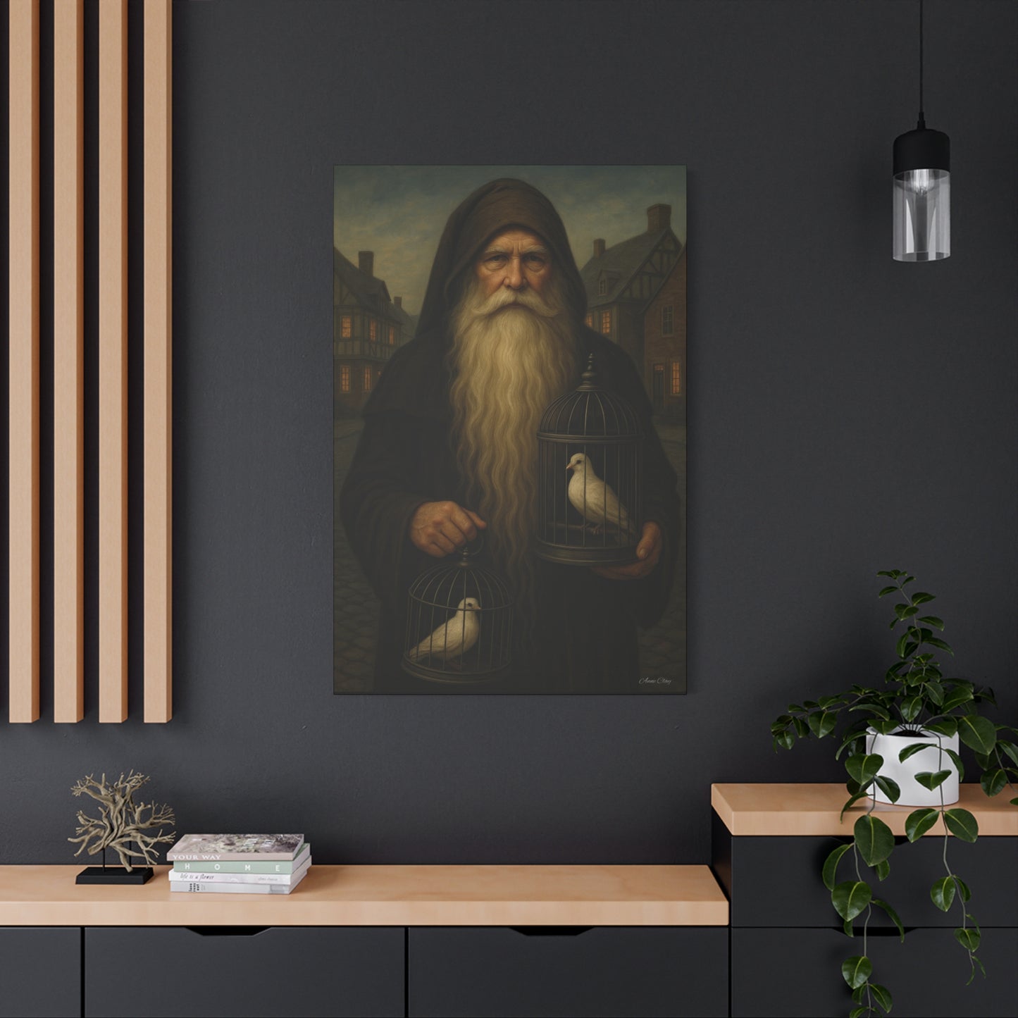 Peace Santa, Old World Colonial Wall Art Canvas, Large Print, Home Decor, Gift for Art Lovers, Christmas