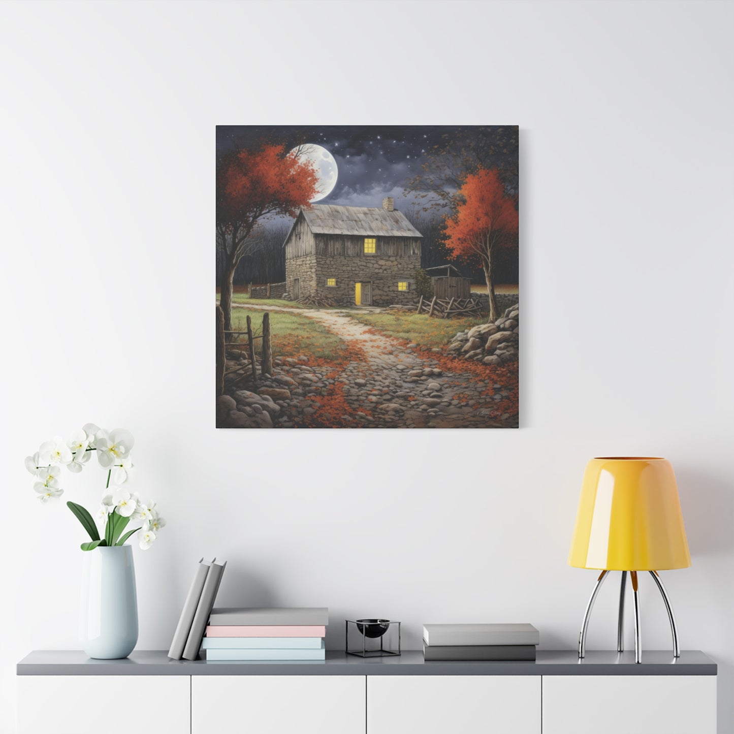 Rustic Cabin Art Print, Home Decor, Autumn Wall Art, Cozy Living Room Decor, Gift for Nature Lovers, Fall Decor