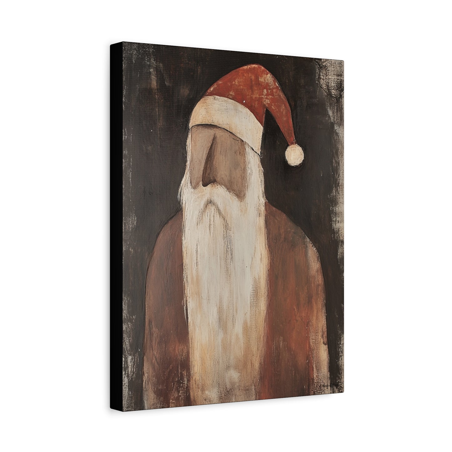 Primitive Impressionist Santa Matte Canvas, Stretched, 1.25"