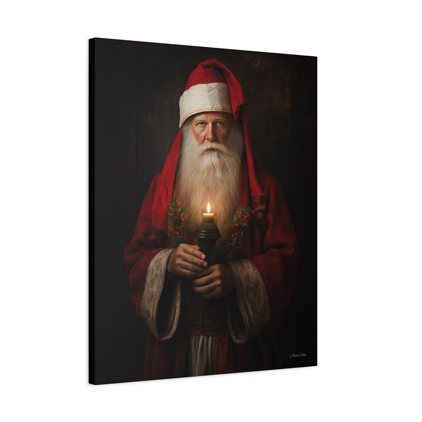Candlelight Santa Matte Canvas, Stretched, 1.25"