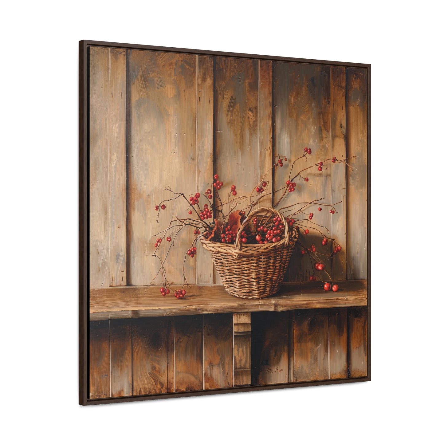 Basket of Bittersweet Gallery Canvas Wraps, Square Frame