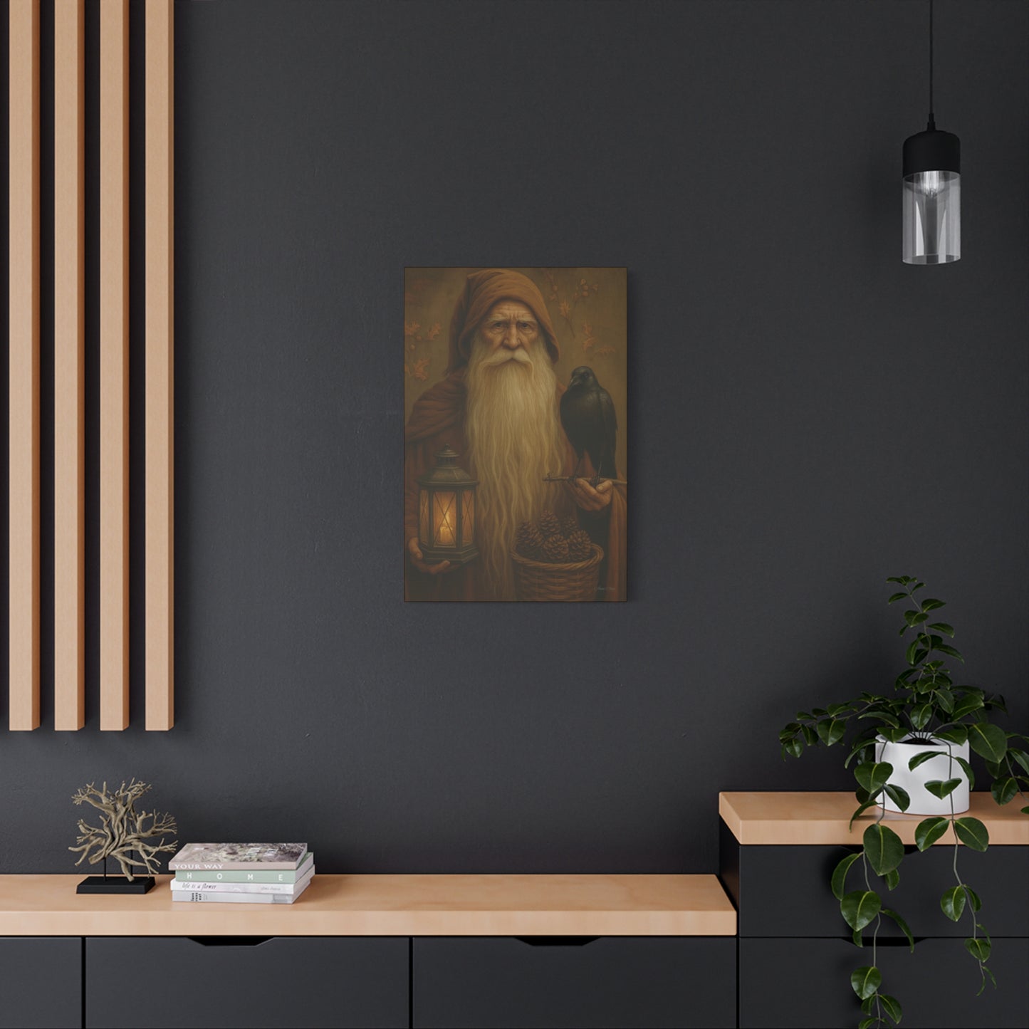 Old World Santa Canvas Art Print, Wall Decor for Home, Fantasy Artwork, Gift for Nature Lovers, Autumn Vibes, Cozy Living Space
