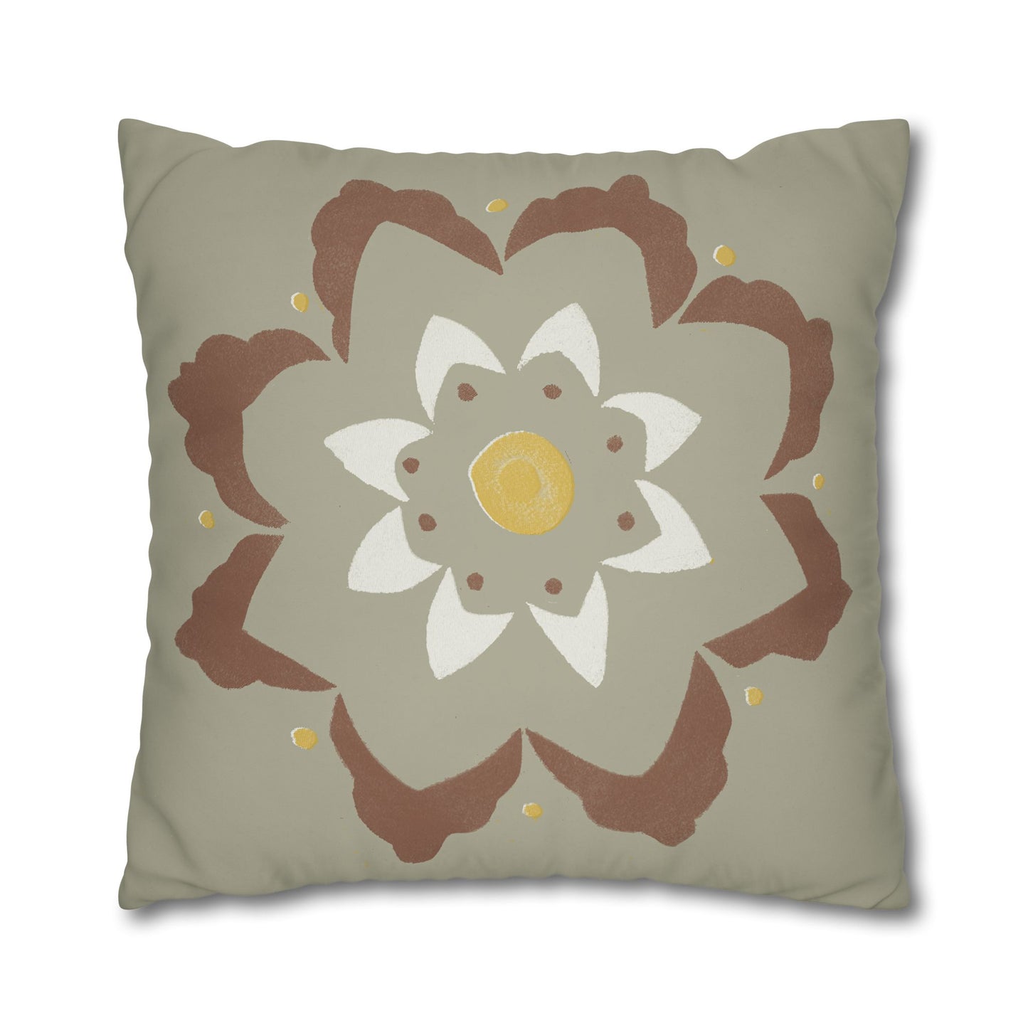 Fantasy Collection Stencil Flower Square Poly Canvas Pillowcase