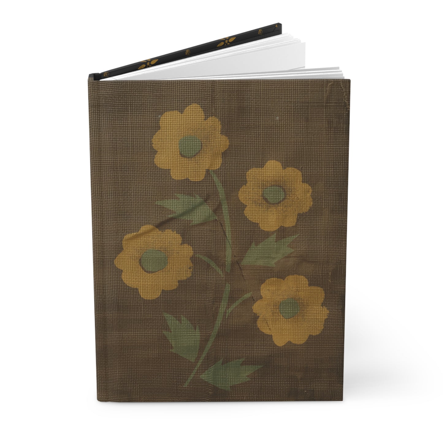 Gritty Stencilled Flower Hardcover Journal Matte