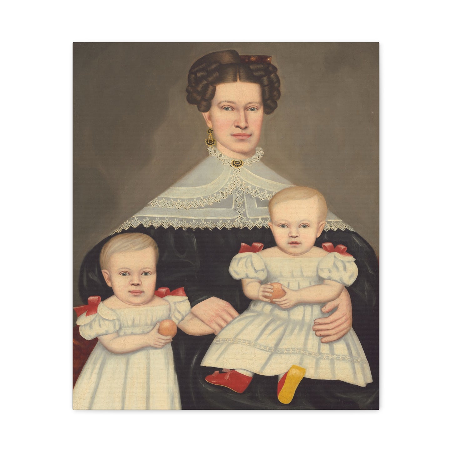 Mrs. Paul Smith Palmer Vintage Family Canvas Art - Classic Portrait of Mother and Twins