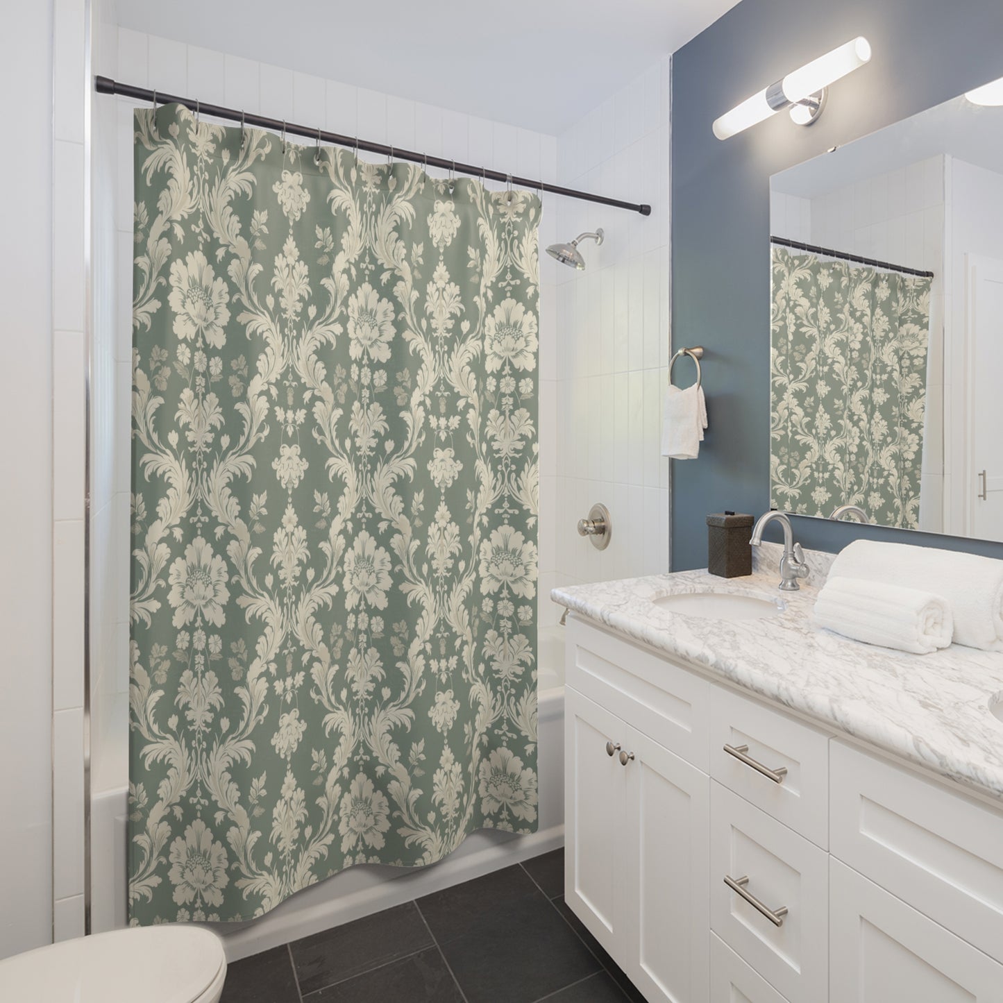 Elegant Floral Shower Curtain - Vintage Style Bathroom Décor