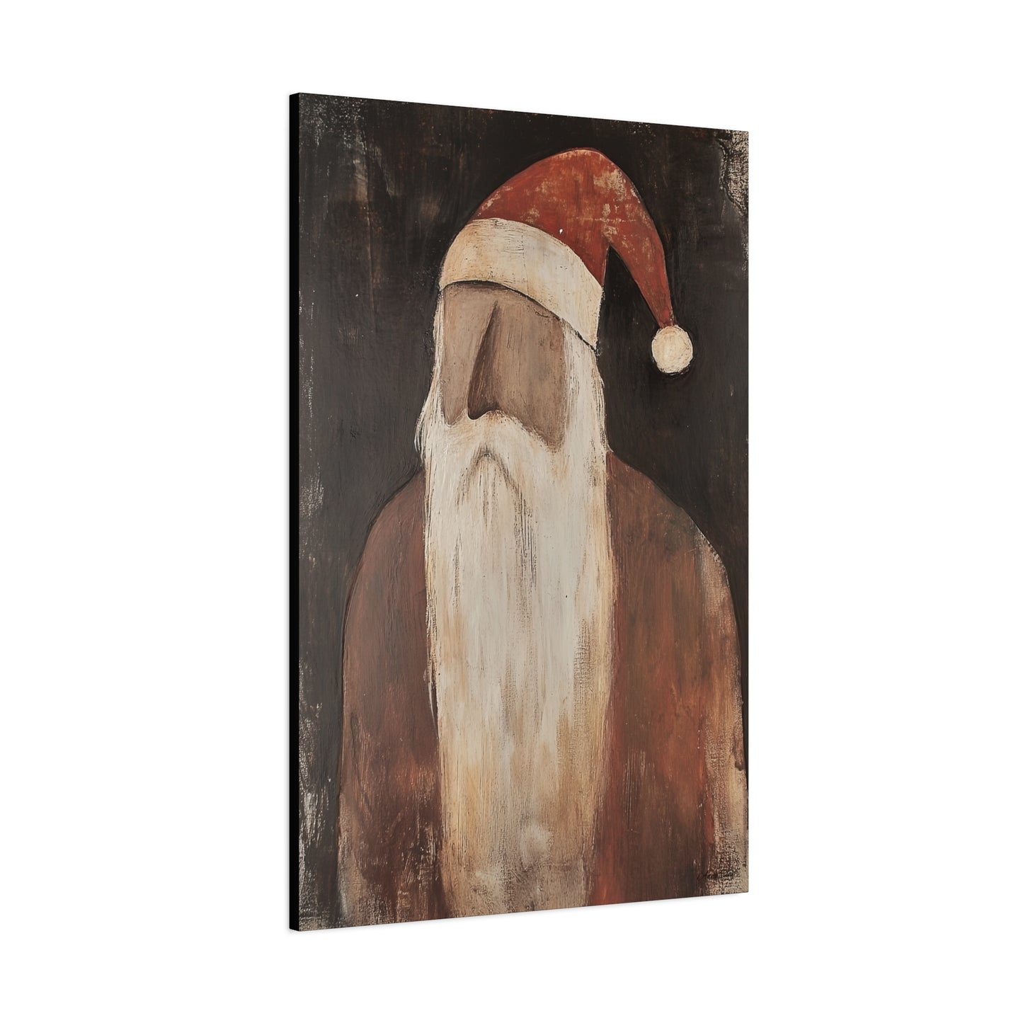 Primitive Impressionist Santa Matte Canvas, Stretched, 1.25"
