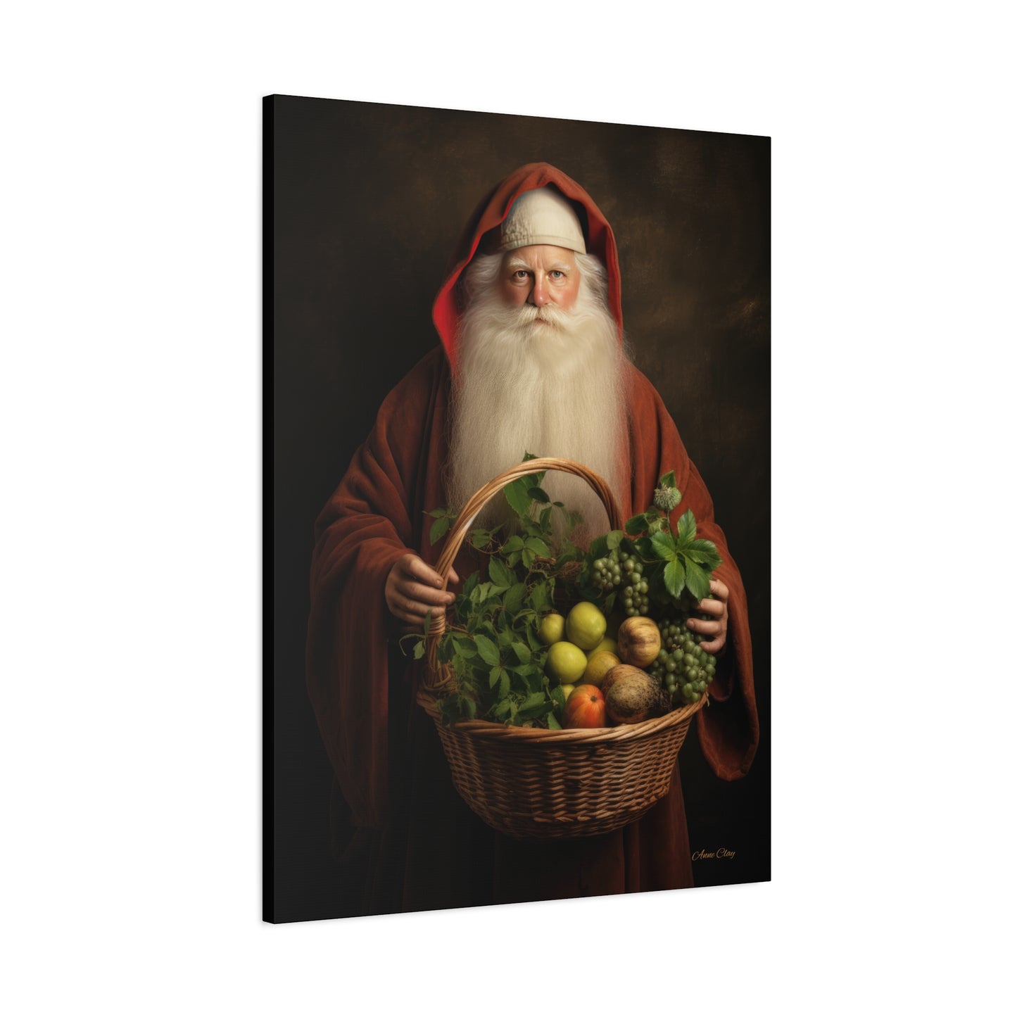 Fruit Basket Santa Matte Canvas, Stretched, 1.25"