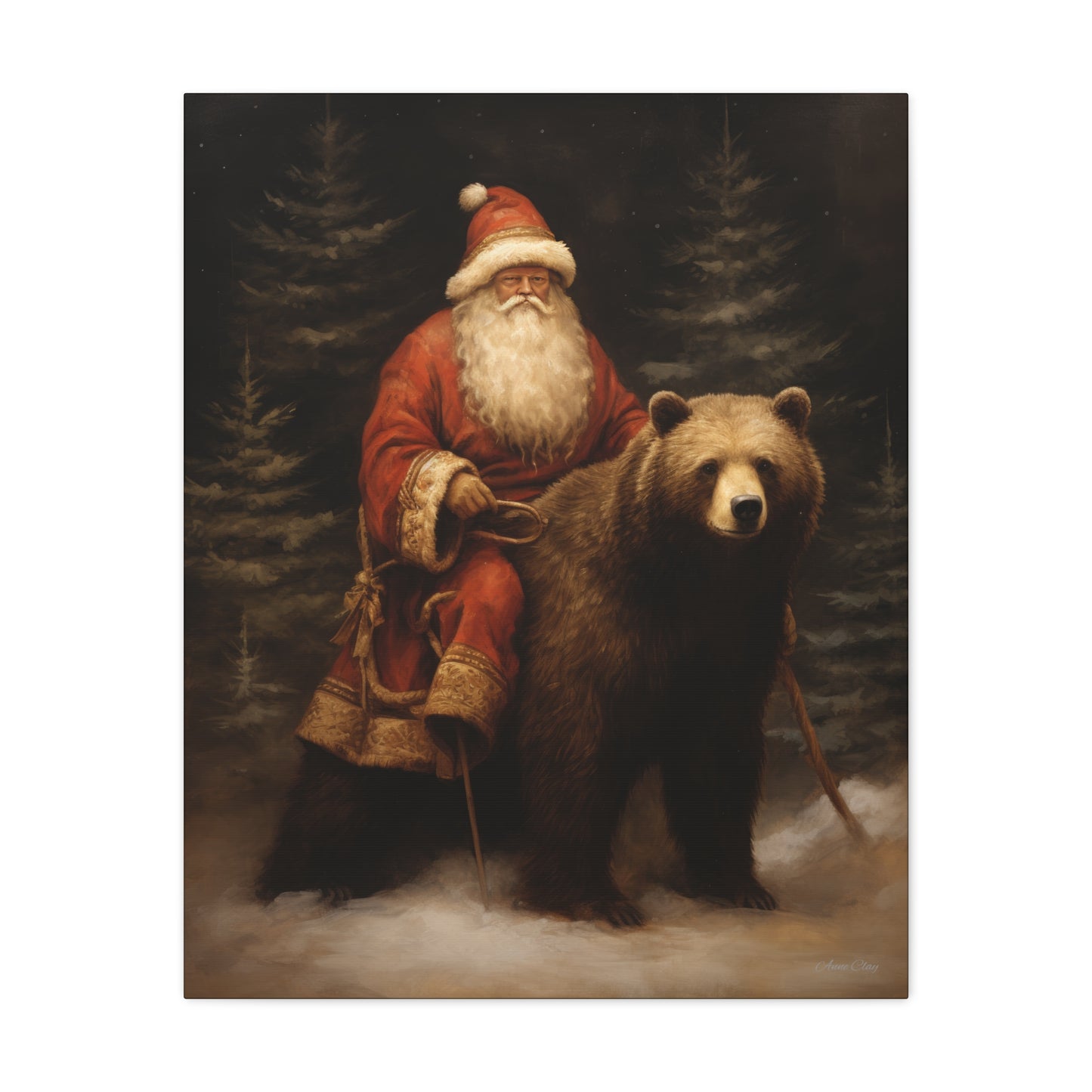 Northwoods Santa Matte Canvas, Stretched, 1.25"