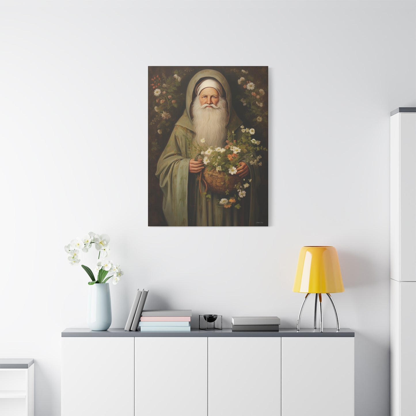 Floral Santa Matte Canvas, Stretched, 1.25"