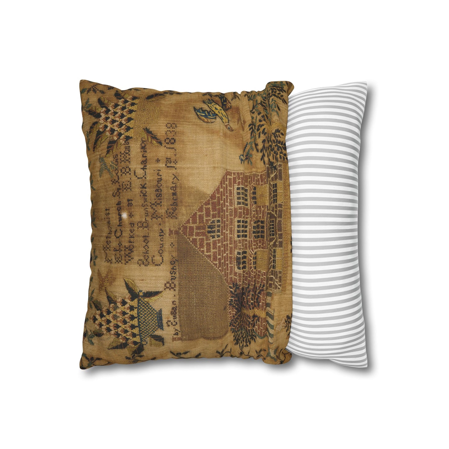 Vintage-Inspired Faux Suede Pillowcase with Farmhouse Design