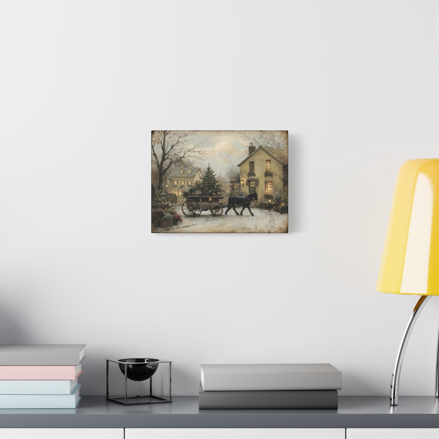 Rustic Winter Canvas Art, Holiday Home Decor, Christmas Wall Art, Cozy Living Room Decoration, Seasonal Wall Hanging