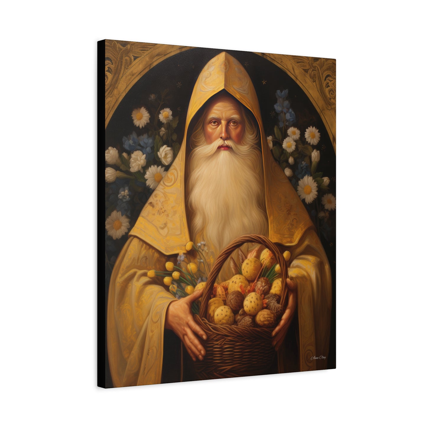 Easter Basket Santa Matte Canvas, Stretched, 1.25"