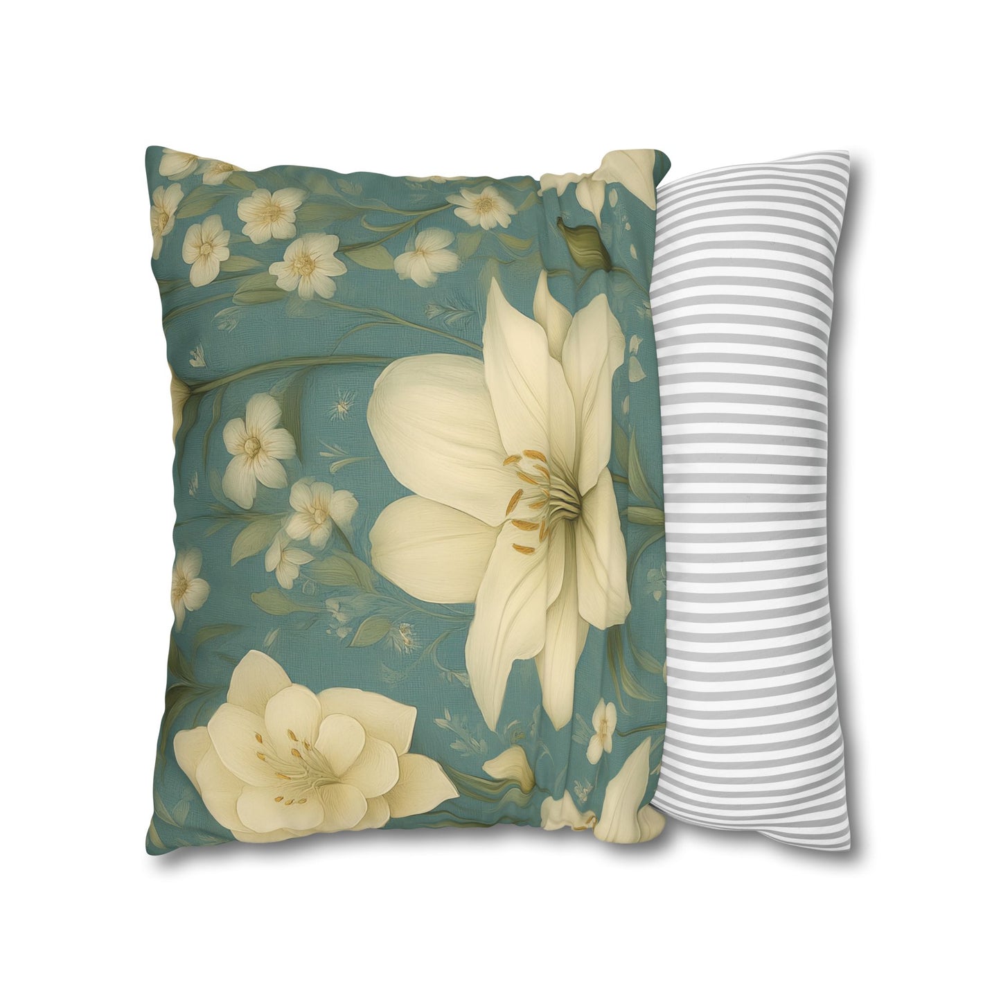 Floral Square Pillowcase, Cozy Home Decor, Gift for Flower Lovers, Soft Decorative Pillow, Spring Living Room Accessories