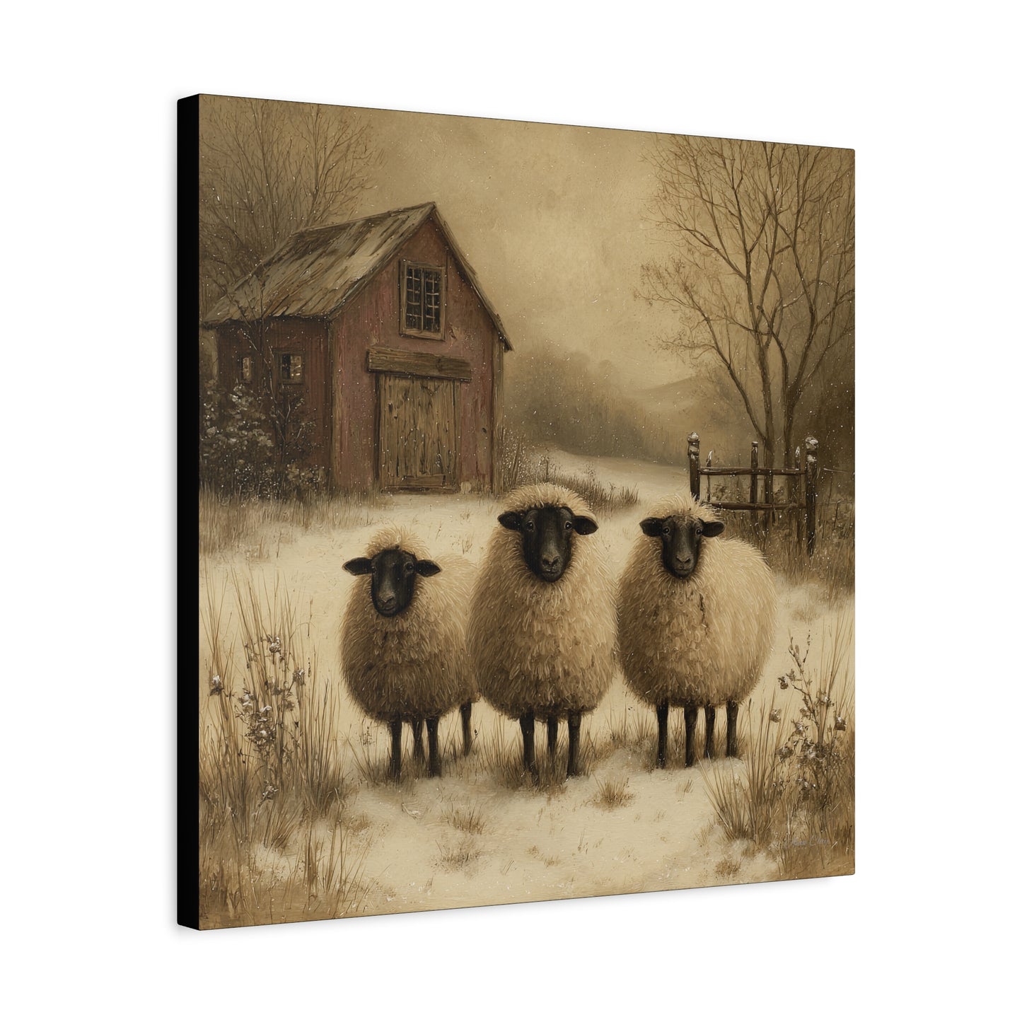 Rustic Sheep Canvas Art, Farmhouse Decor, Country Wall Art, Living Room Decor, Cozy Home Accent