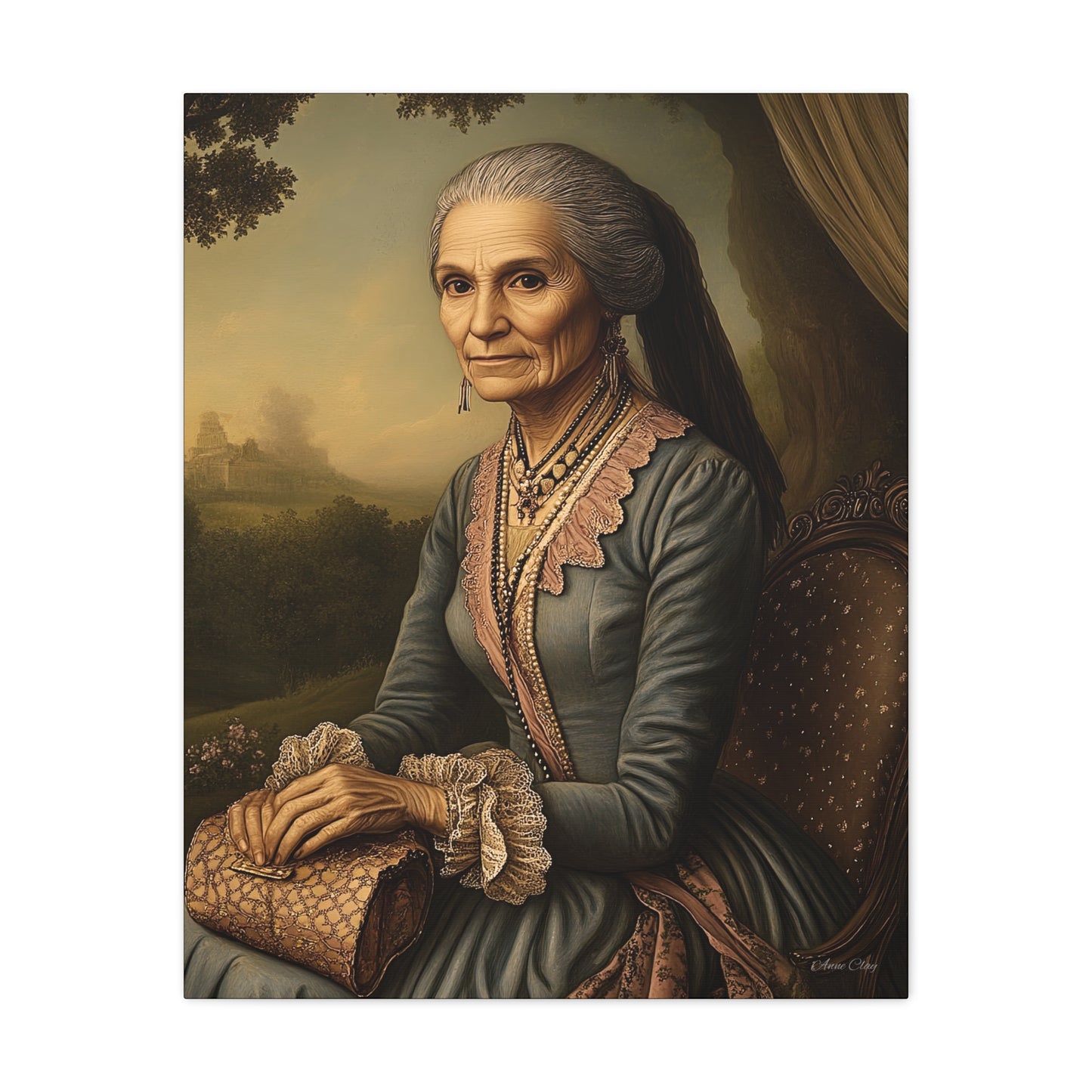 Elegant Vintage Canvas Art Print, Home Decor, Wall Art, Gift for Grandparents, Classic Portrait Decoration