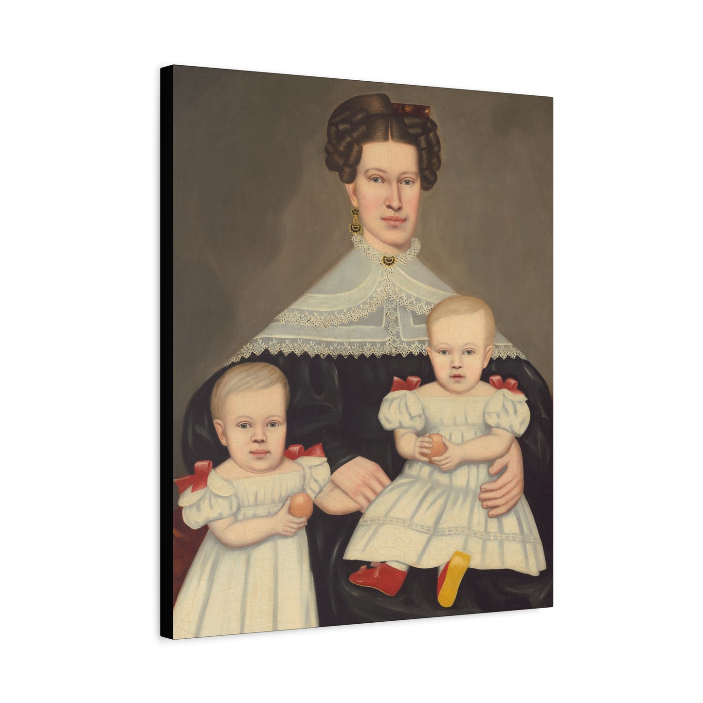 Mrs. Paul Smith Palmer Vintage Family Canvas Art - Classic Portrait of Mother and Twins