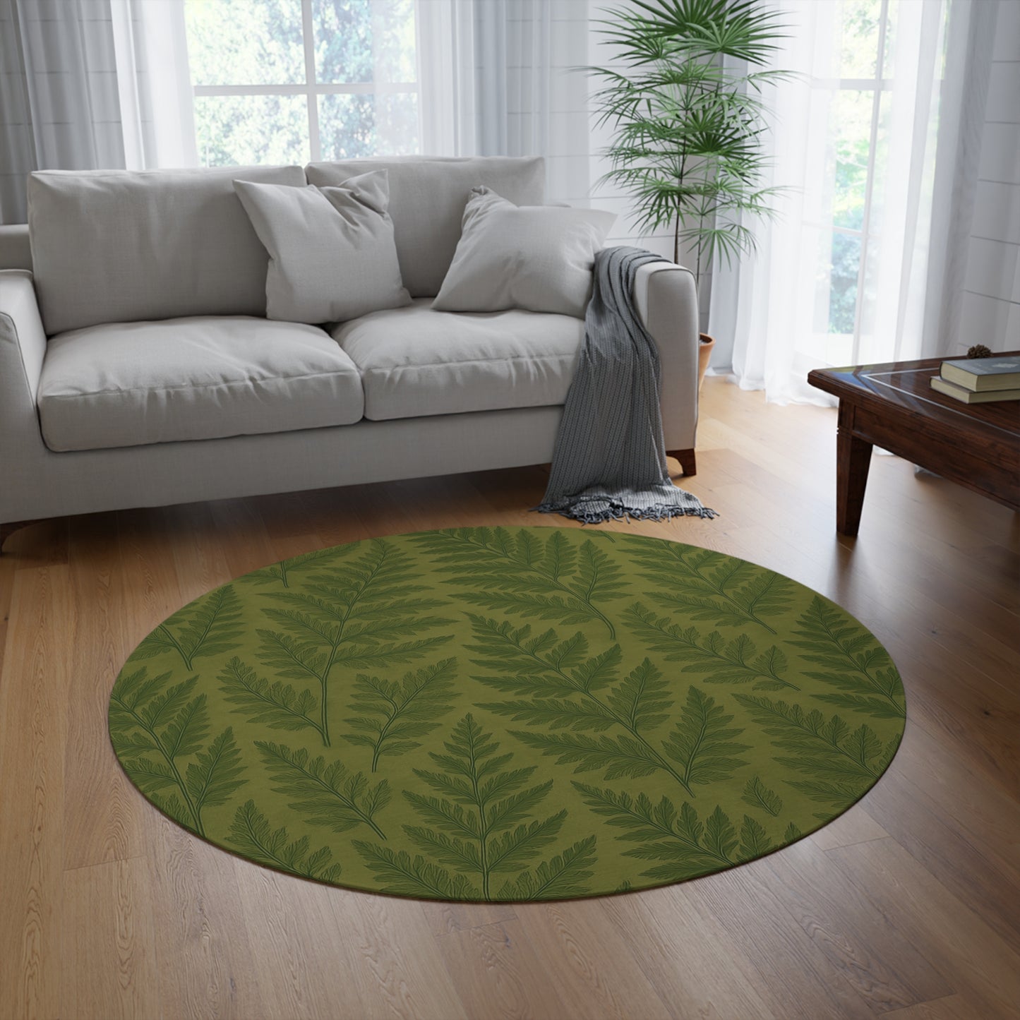 Nature-Inspired Round Rug, Elegant Home Decor, Bohemian Style, Living Room Decor, Eco-Friendly Floor Mat, Gift Idea for All Occasions