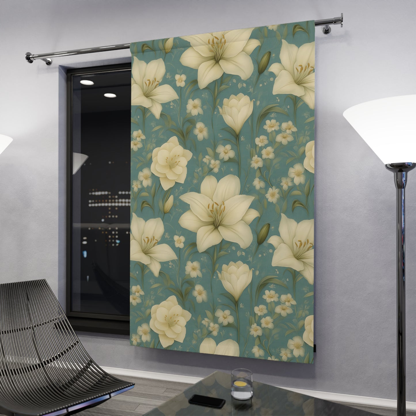 Elegant Floral Window Curtains, Home Decor Fabric, Living Room Drapes, Bedroom Curtain Panels, Spring Decor Ideas