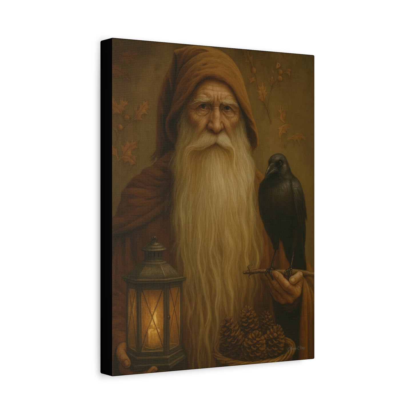 Old World Santa Canvas Art Print, Wall Decor for Home, Fantasy Artwork, Gift for Nature Lovers, Autumn Vibes, Cozy Living Space