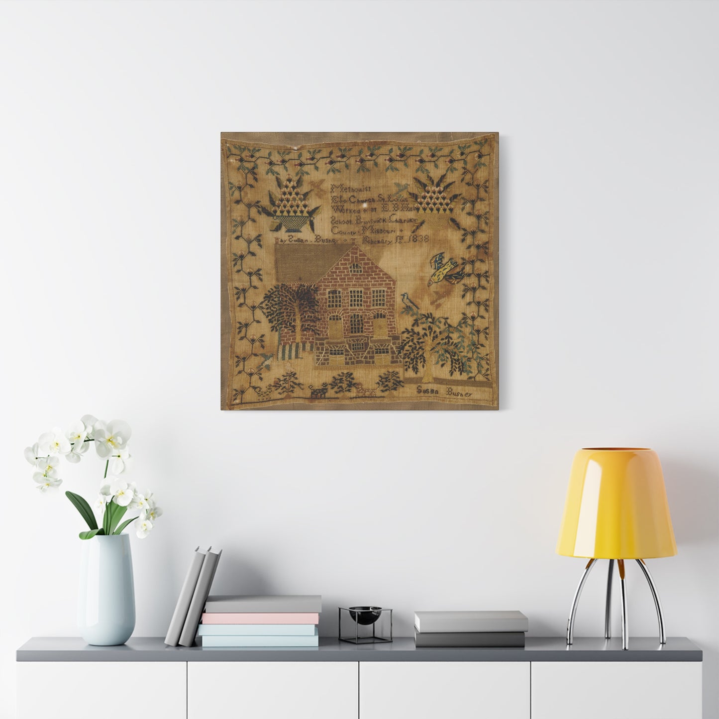 Vintage Canvas Wall Art – 1838 Pennsylvania Folk Art
