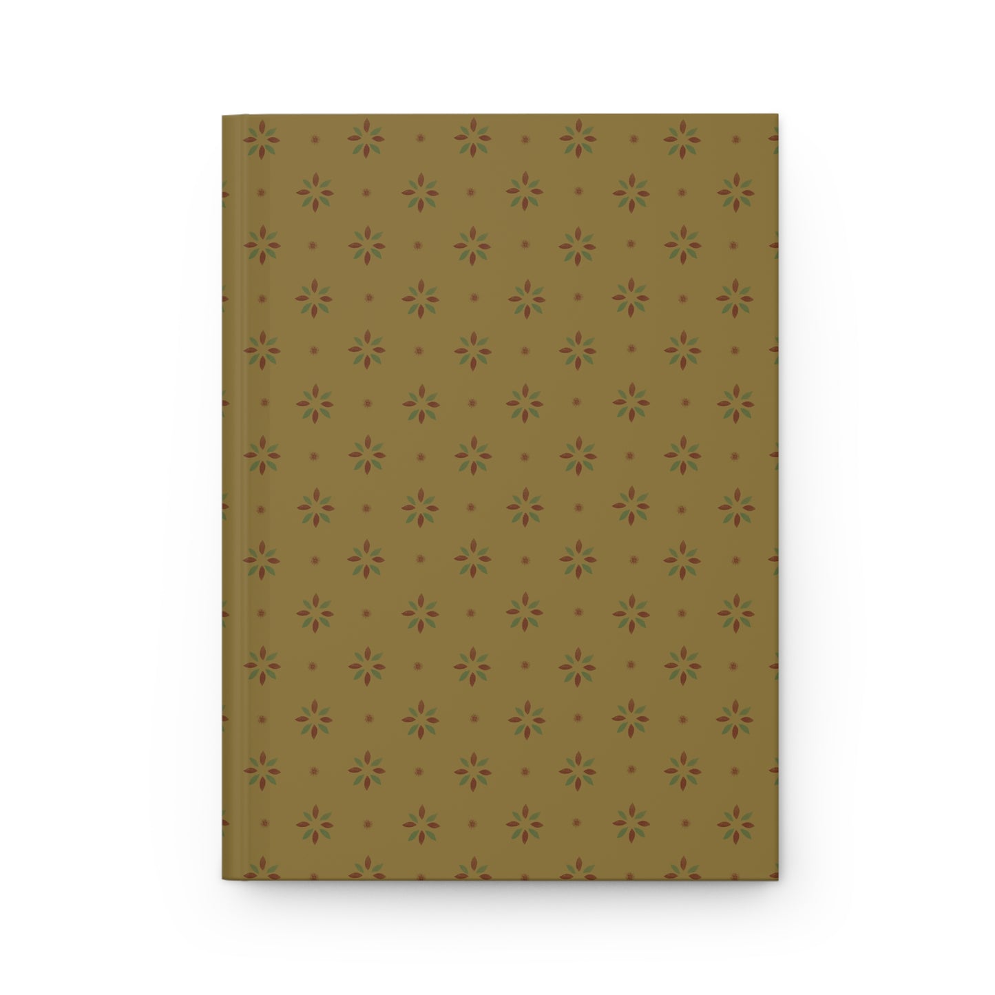 Red and Green Stencil on Gold Hardcover Journal Matte