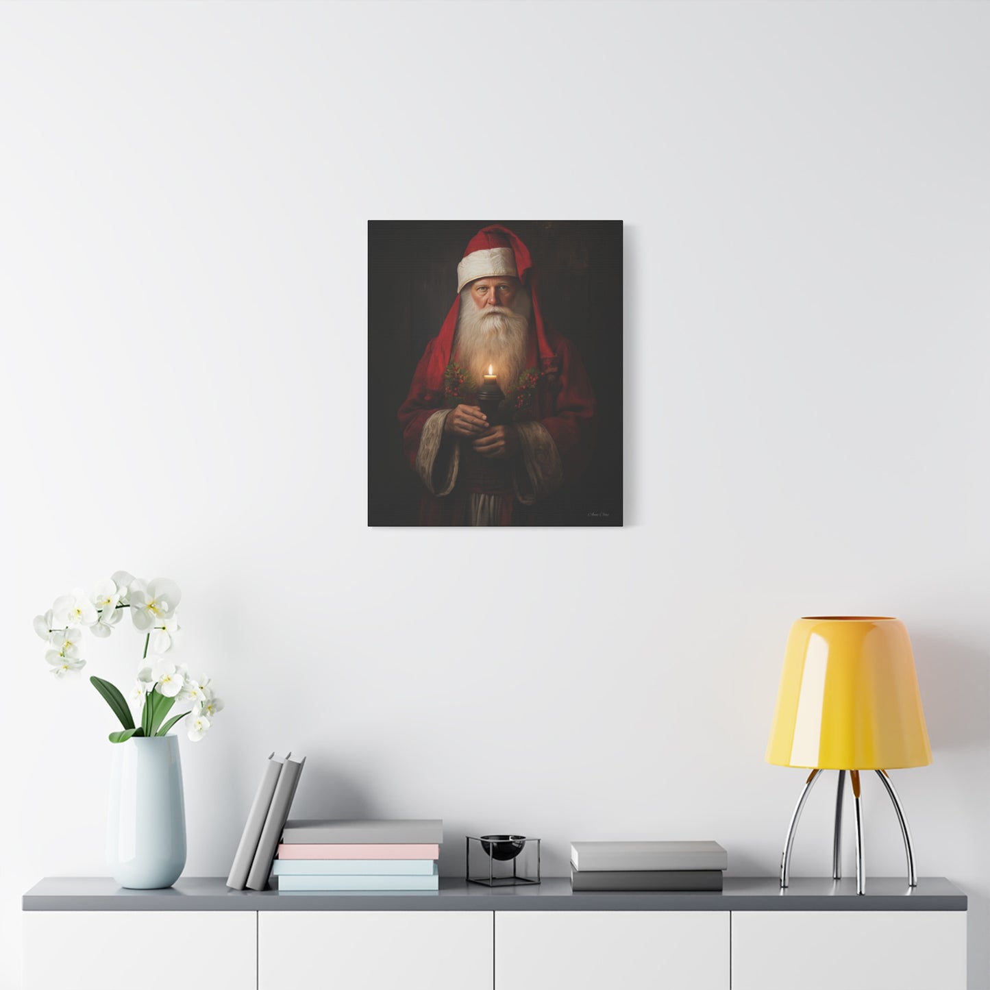 Candlelight Santa Matte Canvas, Stretched, 1.25"