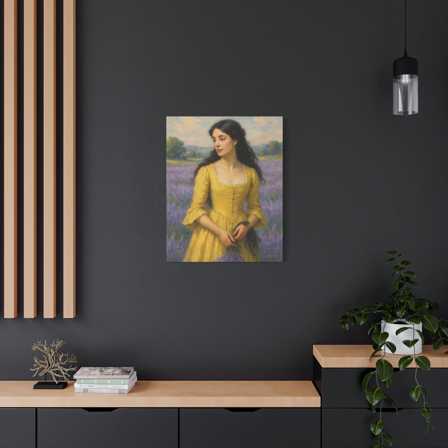 Stretched Canvas Art Print, Floral Decor, Wall Art for Living Room, Lavender Fields