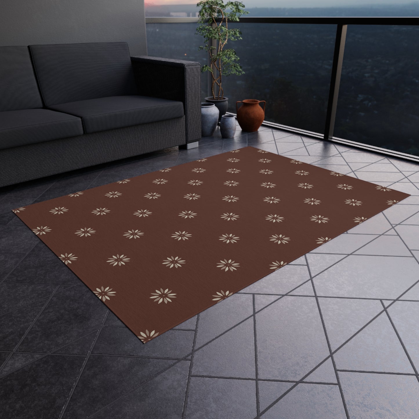 Eco-Friendly Outdoor Rug - Floral Pattern for Patios and Gardens