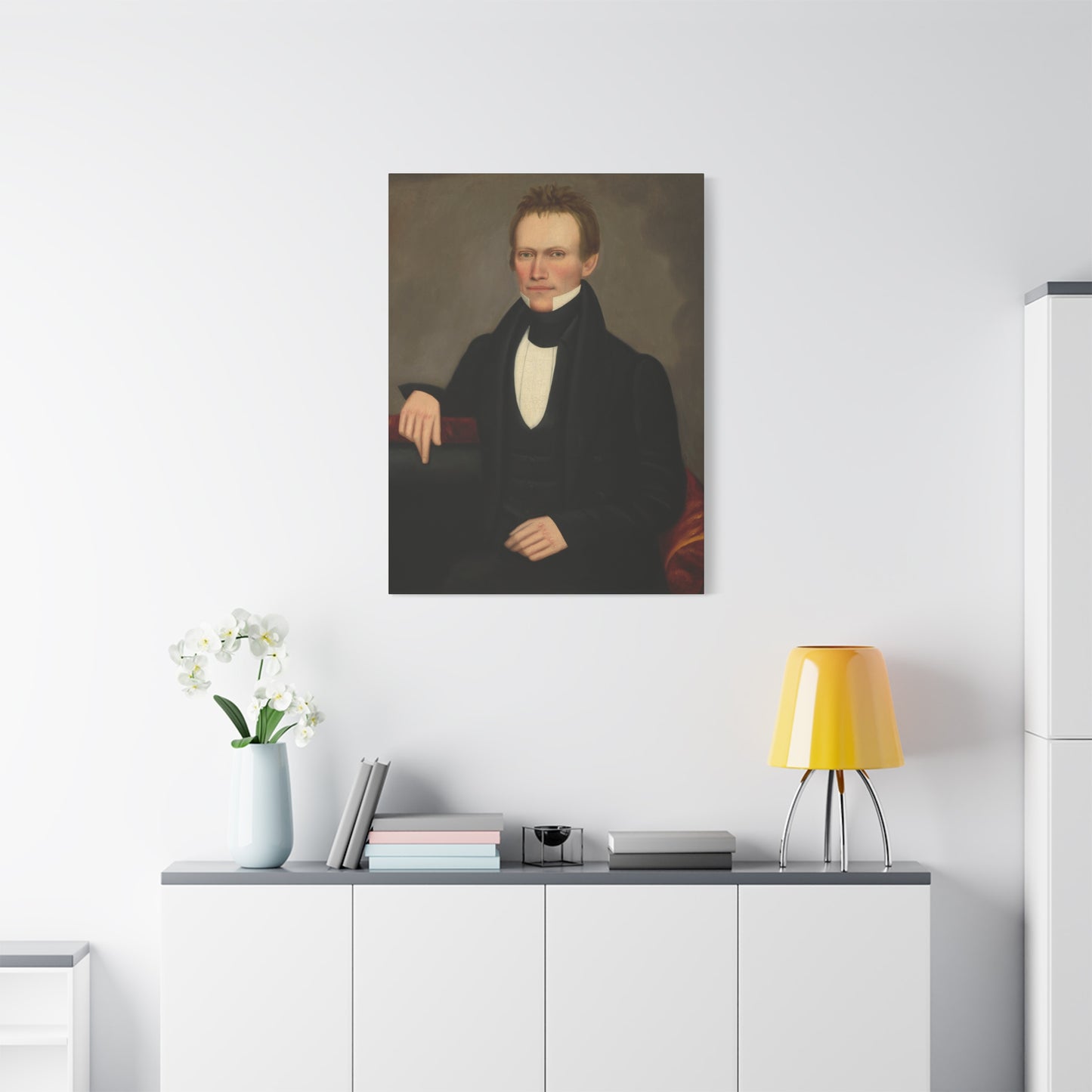 Early American Folk Art Man Classic Portrait Canvas Wall Art - Timeless Elegance for Home Decor