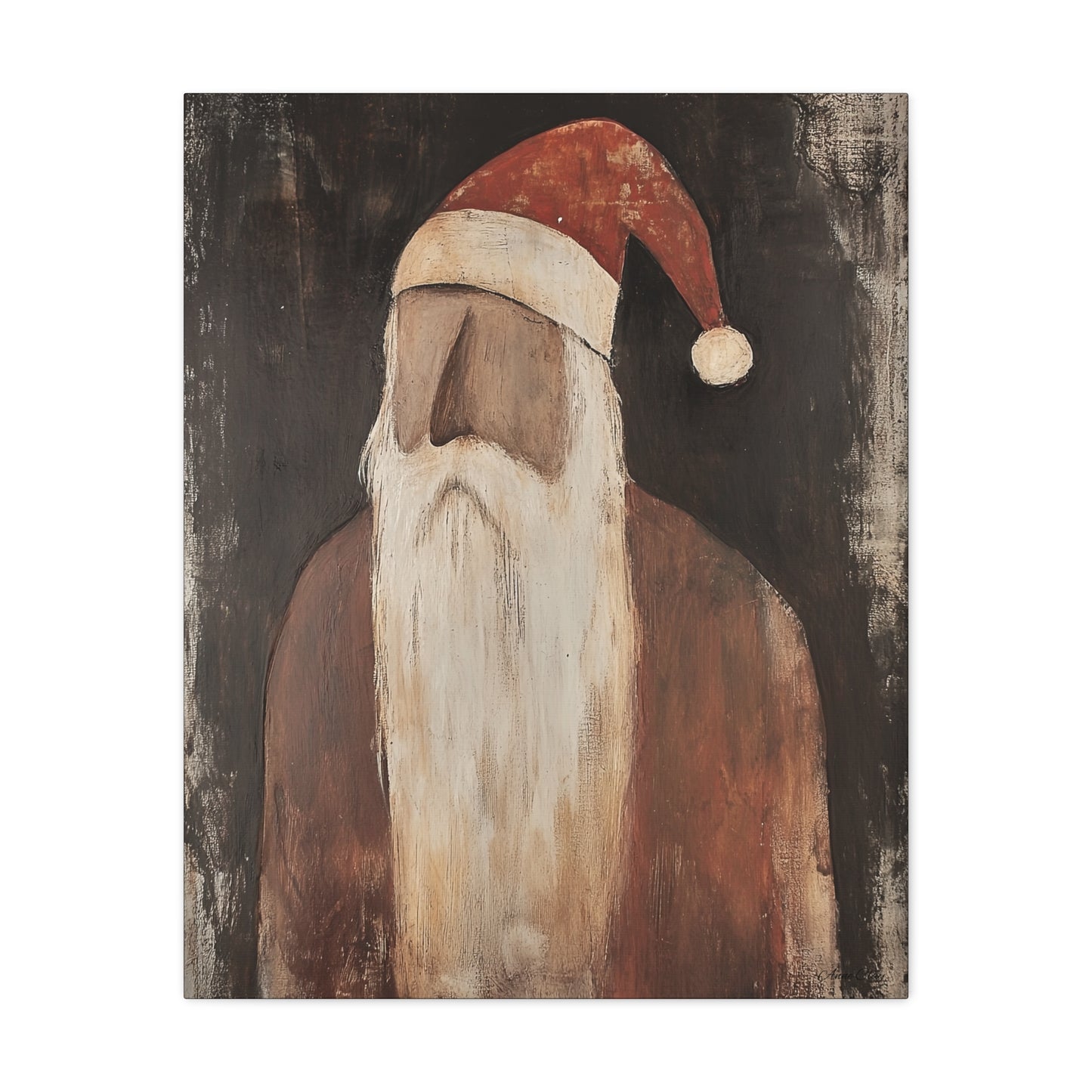 Primitive Impressionist Santa Matte Canvas, Stretched, 1.25"