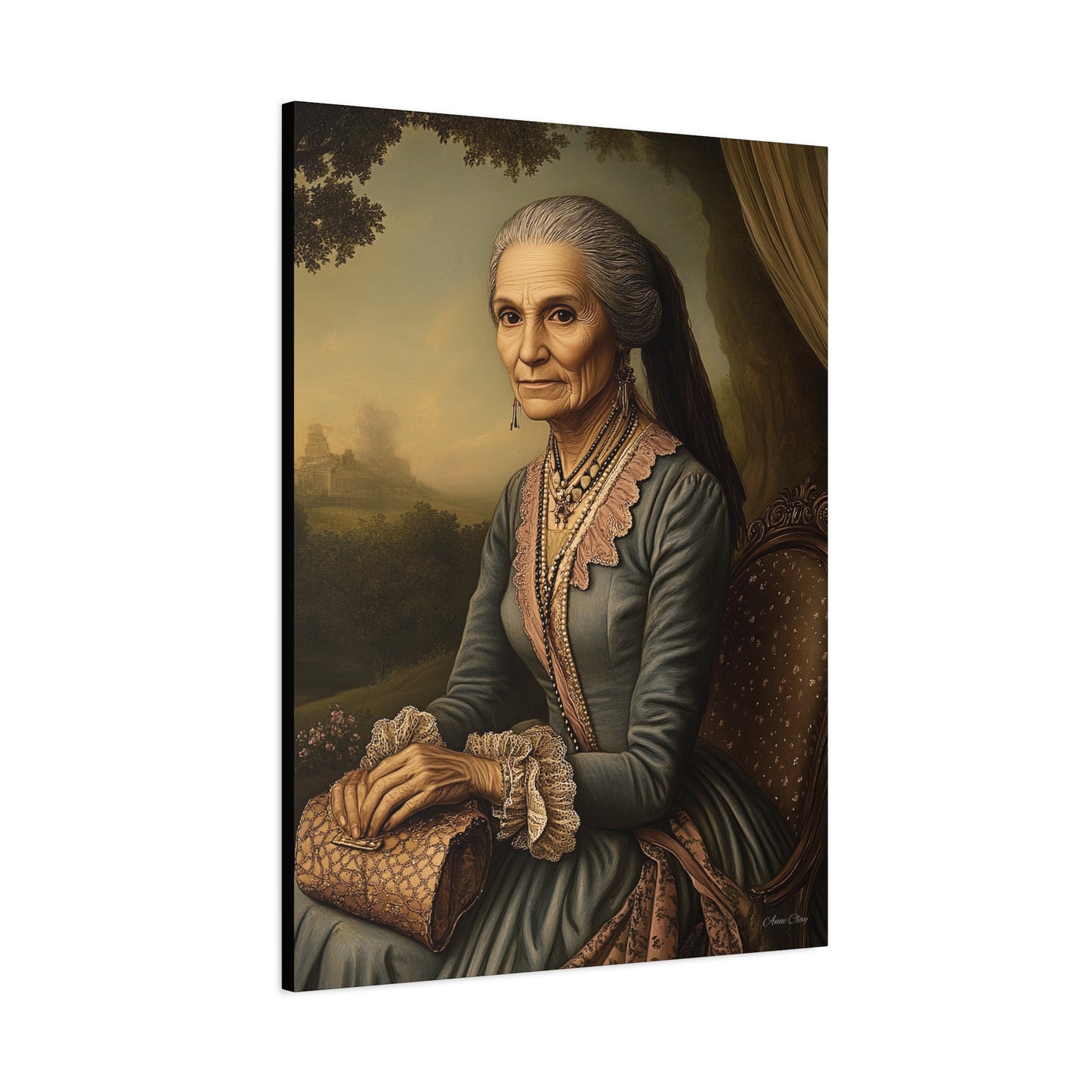 Elegant Vintage Canvas Art Print, Home Decor, Wall Art, Gift for Grandparents, Classic Portrait Decoration