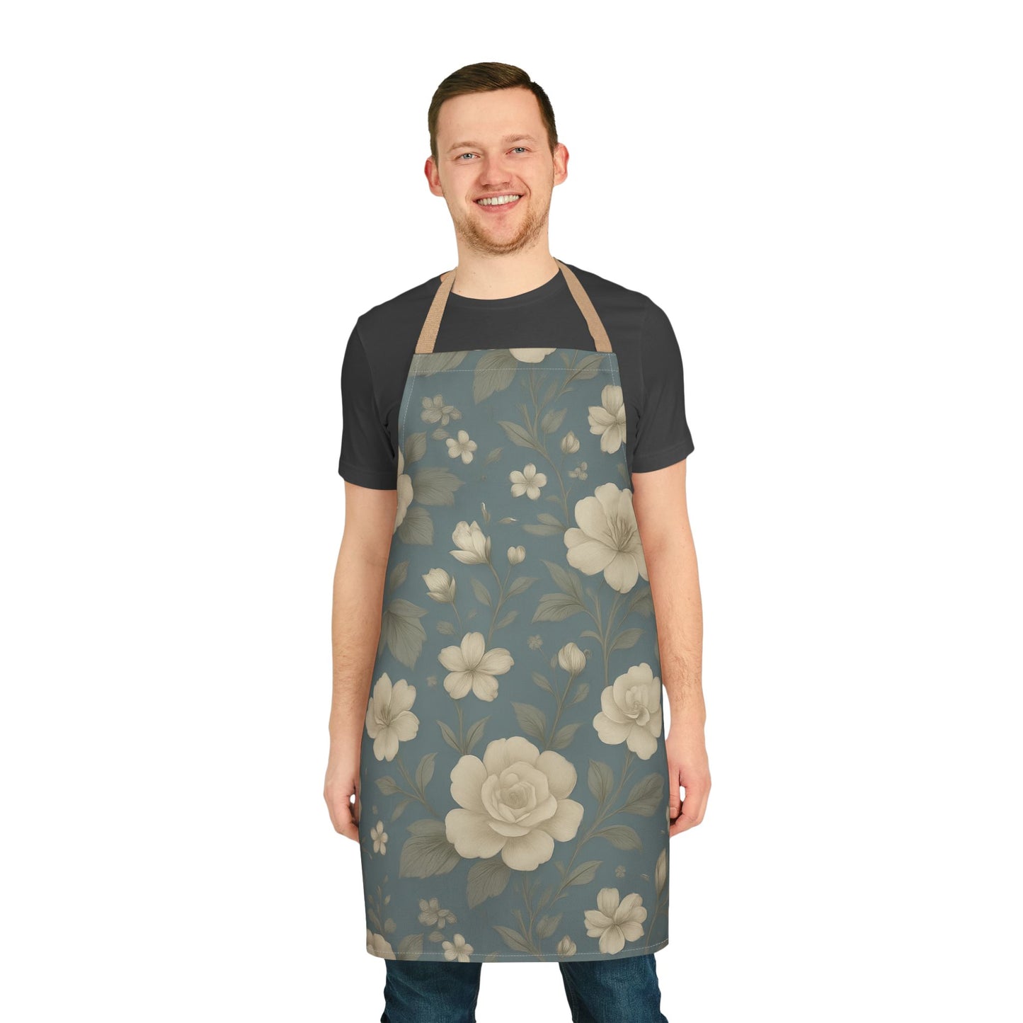 Elegant Floral Apron with 5-Color Straps, Cooking Gift for Chefs, Kitchen Decor, Home Cooking, Mother's Day, Gardening, BBQ