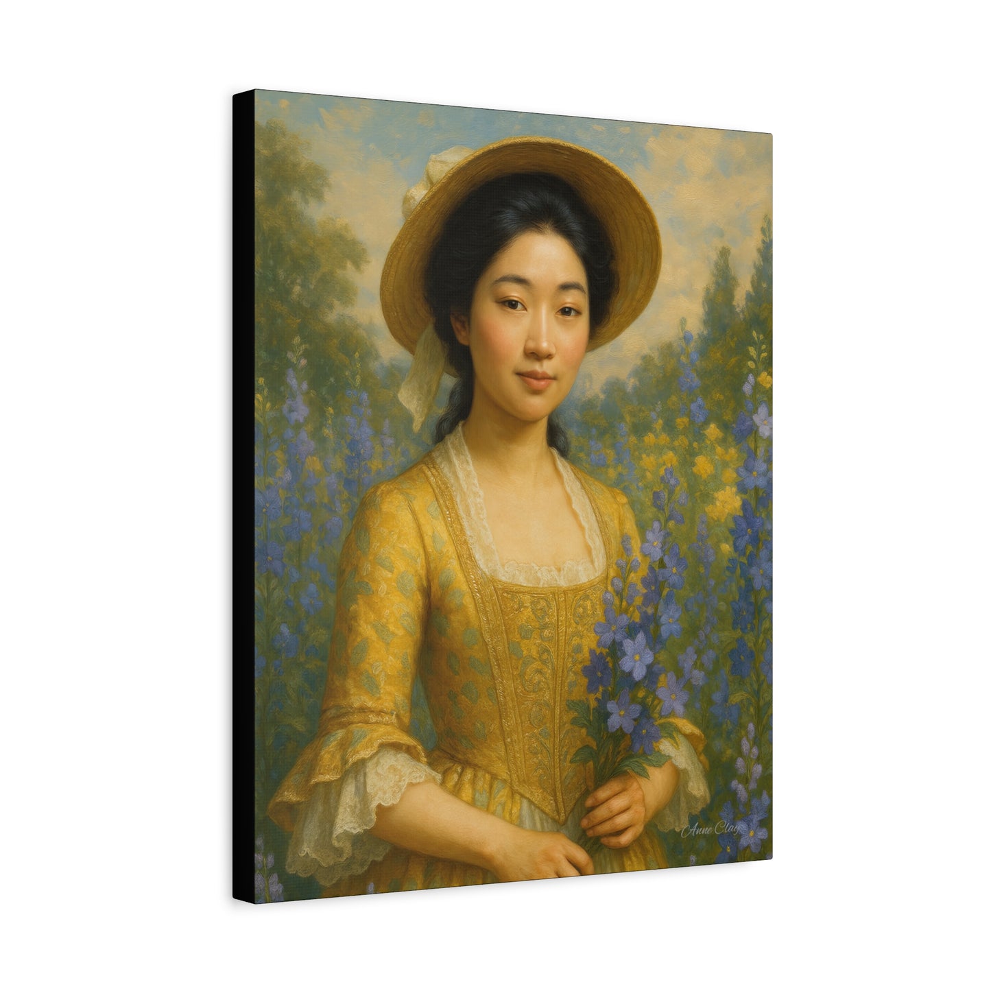 Floral Portrait Canvas, Vintage Art Print, Elegant Home Decor, Gift for Art Lovers, Wall Art for Living Room