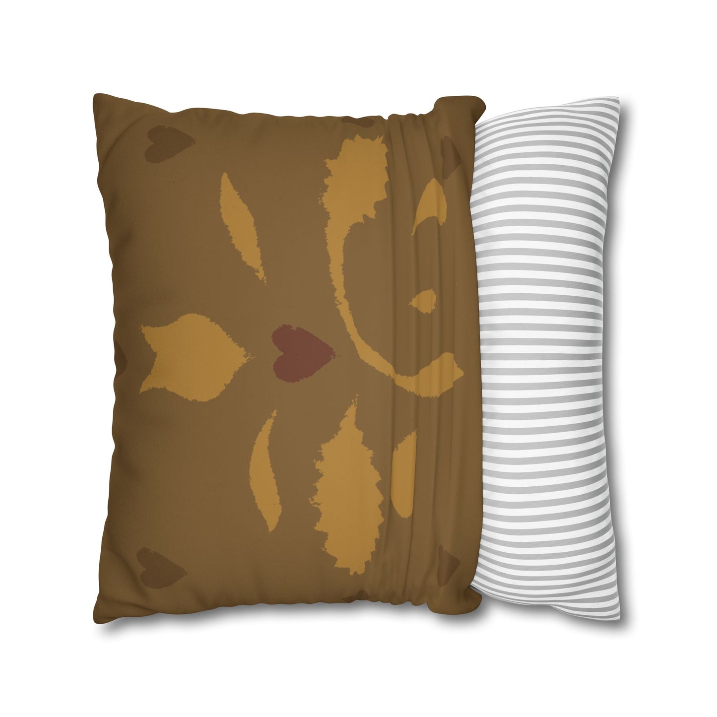 Leaves and Hearts Stencil Faux Suede Square Pillowcase