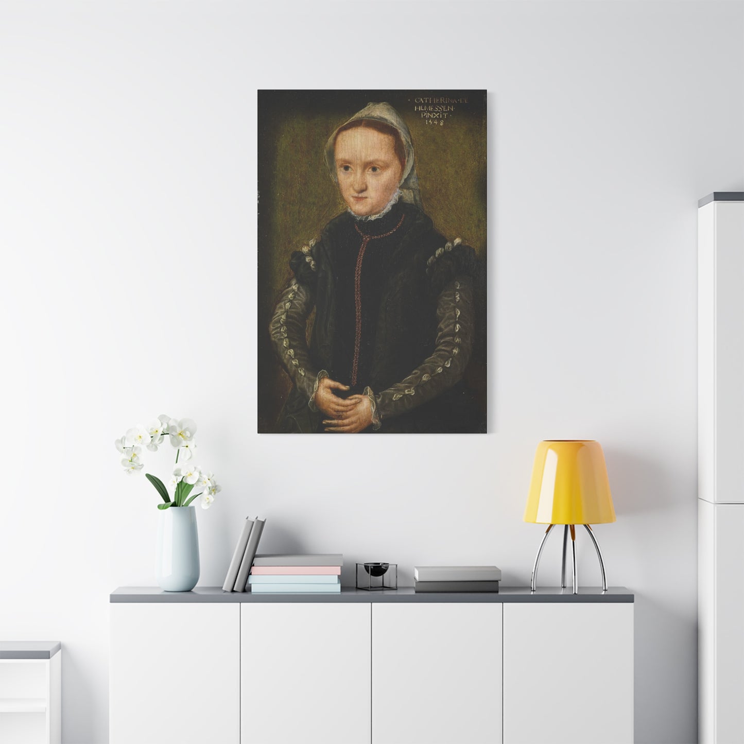 Elegant Stretched Canvas Art Print, Antique Reproduction Portrait Decor
