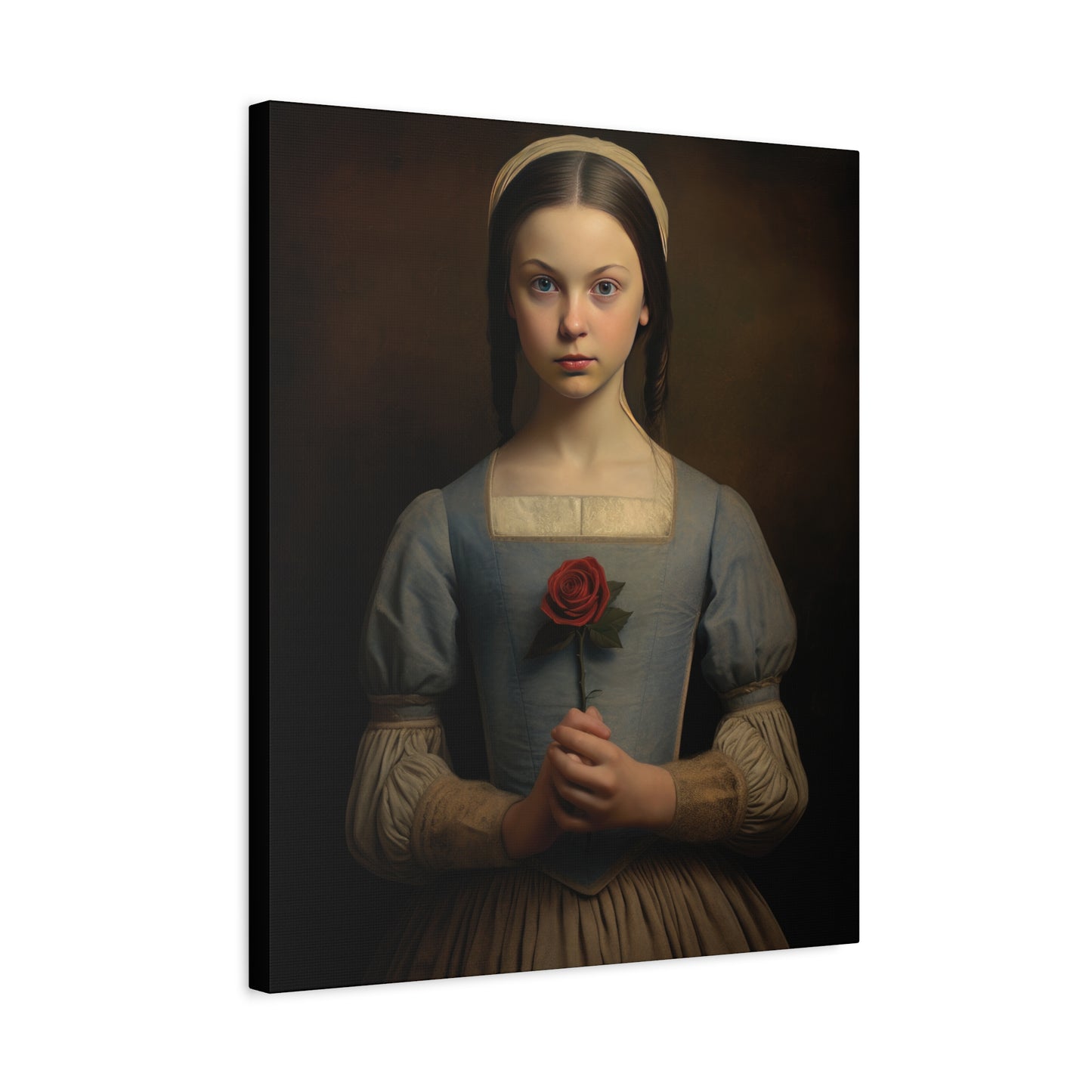 Vintage Girl with Rose Matte Canvas Wall Art