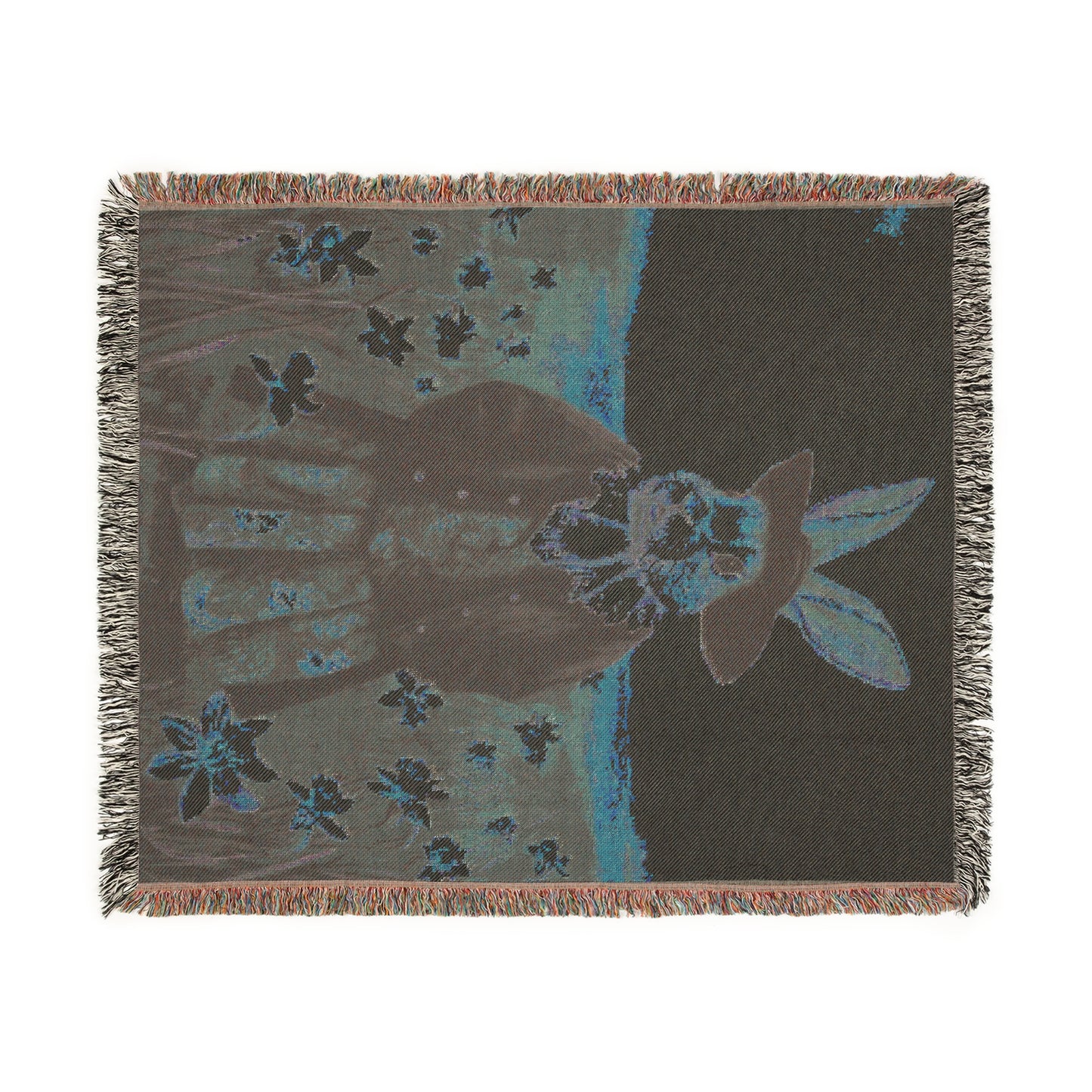 Whimsical Bunny Woven Blanket - Cozy Floral Throw for Easter & Spring Decor