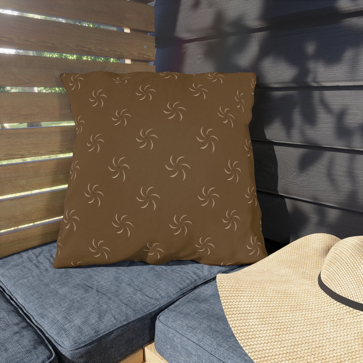 Boho Outdoor Throw Pillow - Earthy Twirl Design for Patio & Garden Decor