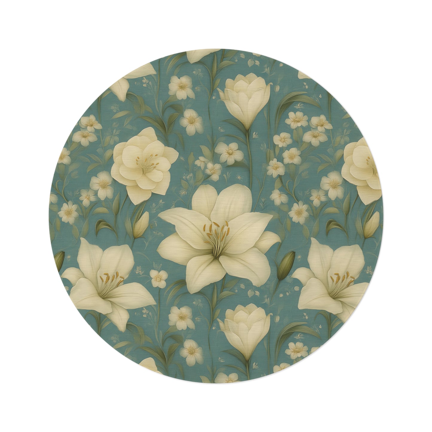 Vintage Floral Round Rug, Cozy Home Decor, Living Room Carpet, Bedroom Accent Piece, Boho Style Area Rug