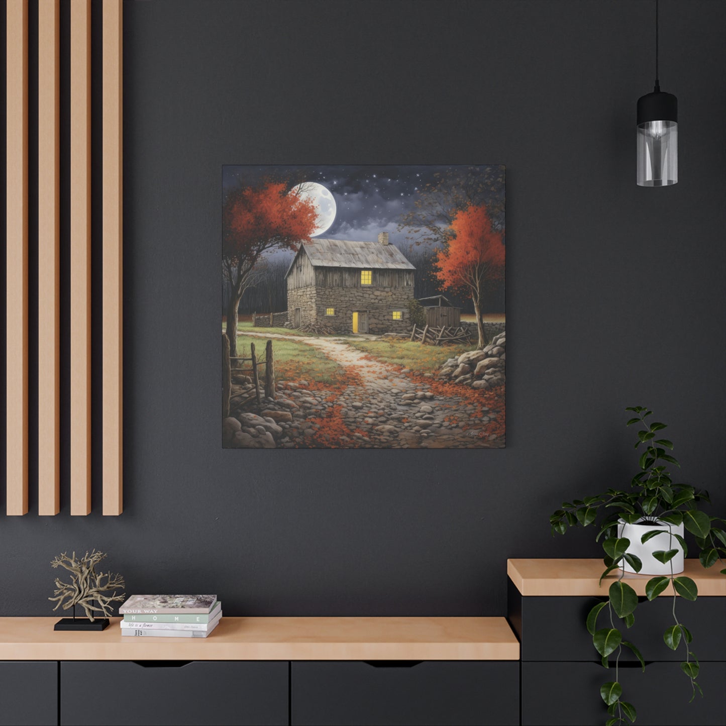 Rustic Cabin Art Print, Home Decor, Autumn Wall Art, Cozy Living Room Decor, Gift for Nature Lovers, Fall Decor