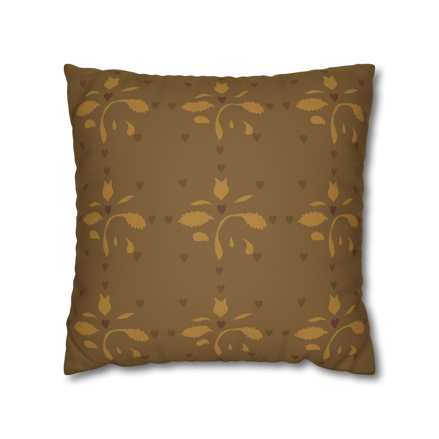 Leaves and Hearts Stencil Faux Suede Square Pillowcase