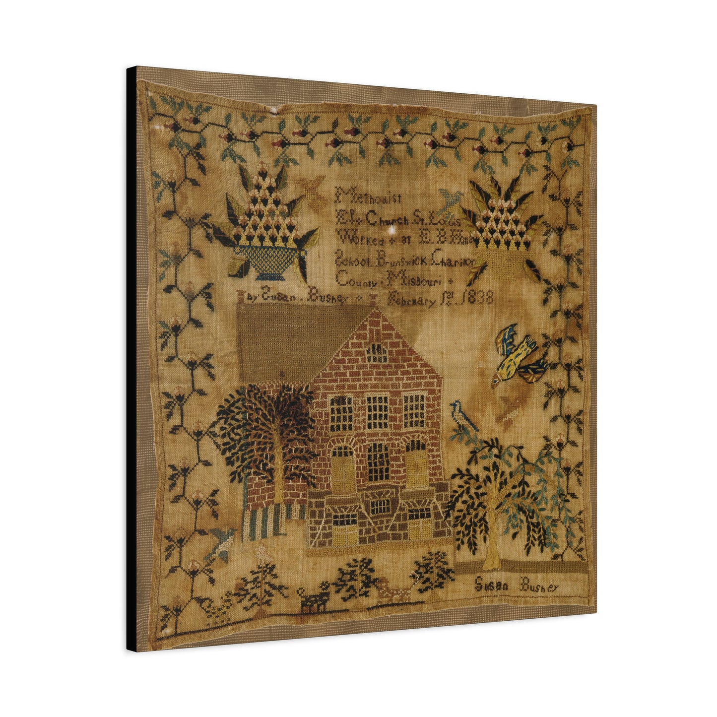 Vintage Canvas Wall Art – 1838 Pennsylvania Folk Art
